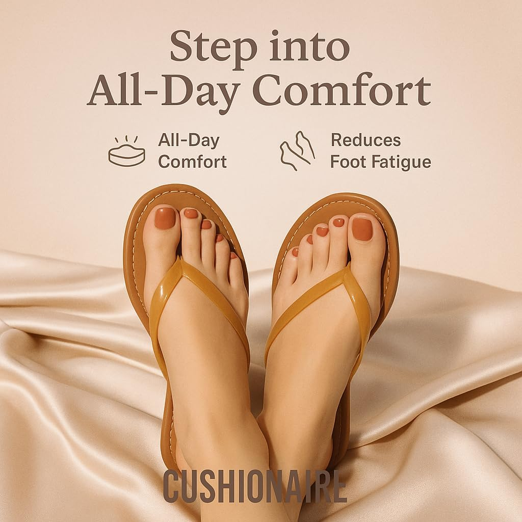 CUSHIONAIRE Surf Flip Flop Sandals for Women with Flexible Sole and Soft Jelly Strap, Lightweight Casual Slides