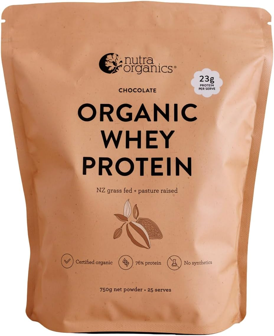 Nutra Organics Organic Whey Protein Chocolate 750G | Certified Organic | New Zealand Grass Fed & Pasture Raised (25 Serves) image number 4