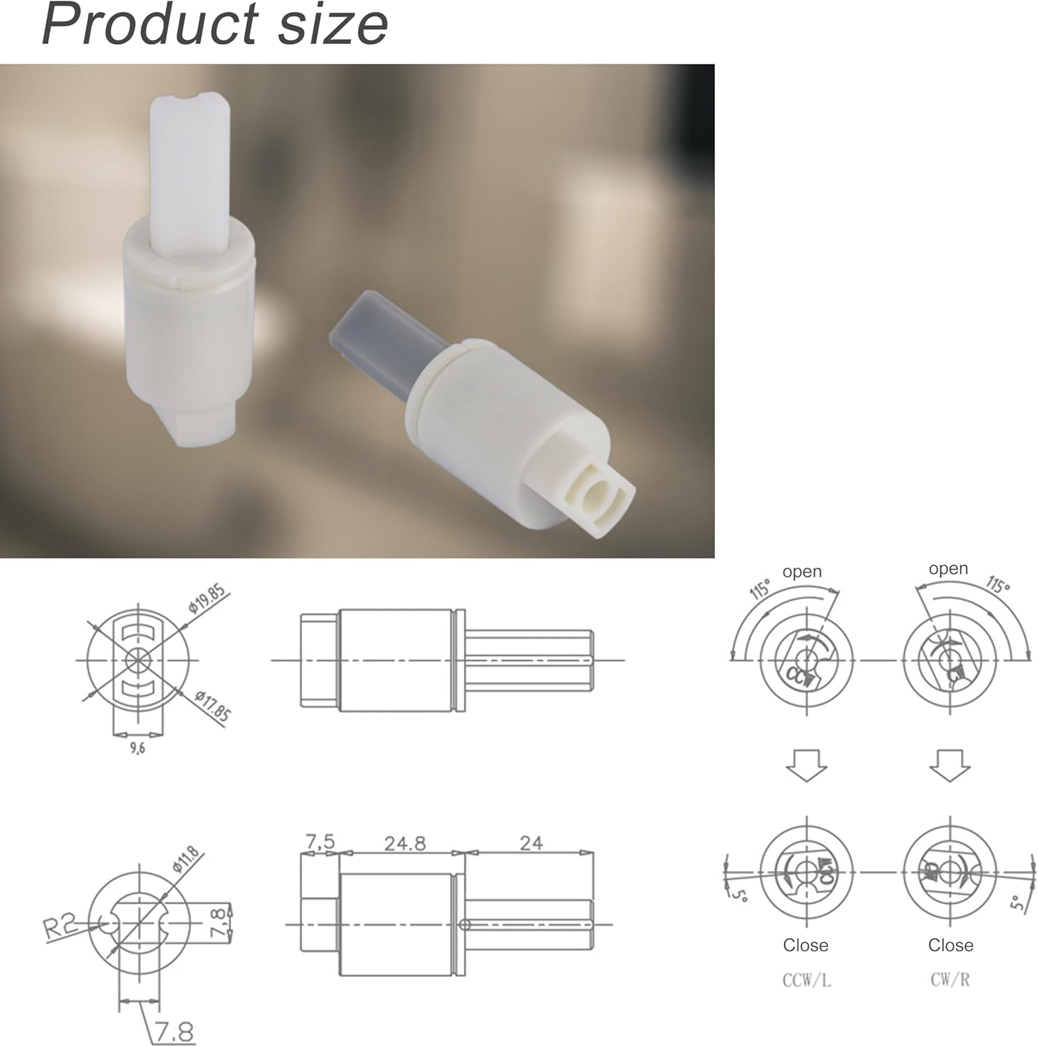 Toilet Seat Damper Set, 2-Pack Universal Soft Close Mechanism, Swivel Buffer for Bathroom Seat Repair (Clock Wise) image number 4