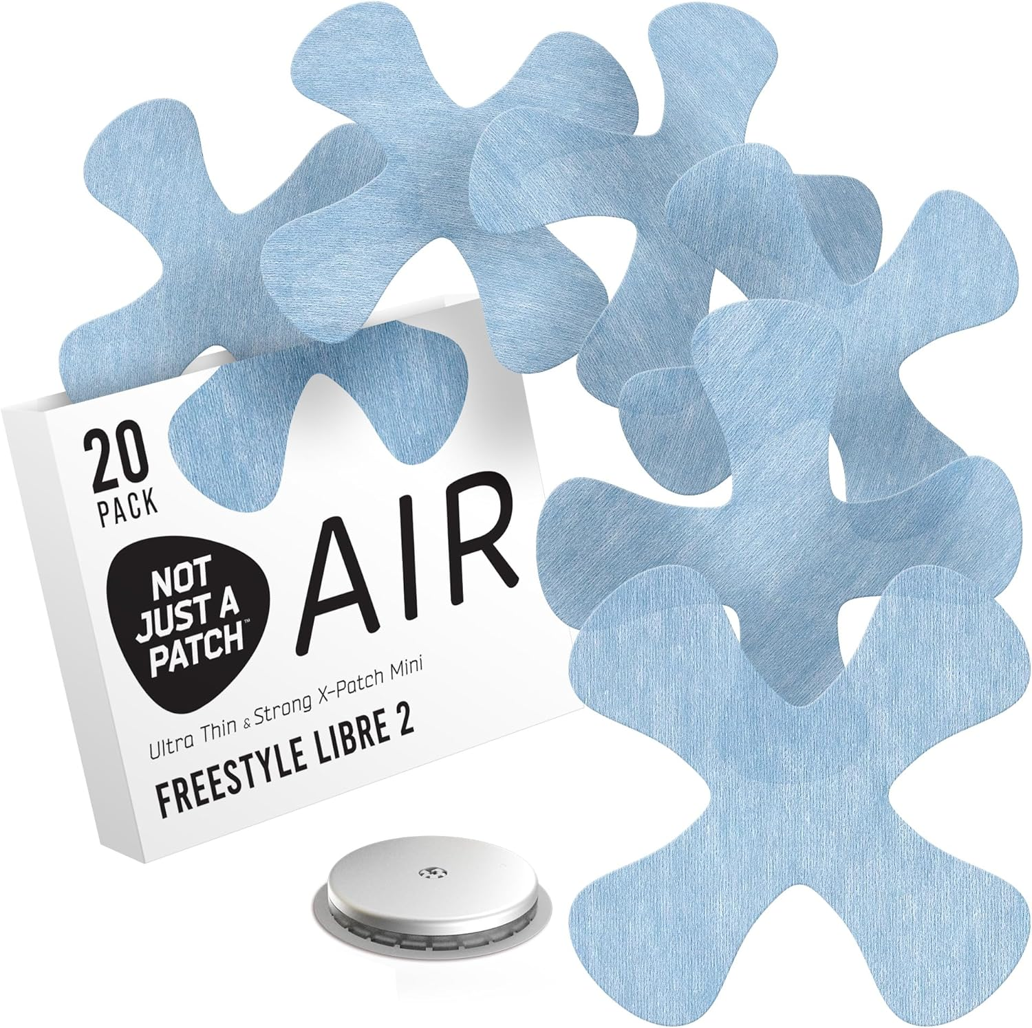 Not Just a Patch Freestyle Libre 2 Covers (20 Pack) - Thin, Strong and Light, Ultra-Long 14 Day Adhesion - Durable Lingo CGM & Libre 2 Sensor & Protector Patches - Air X-Mini Beige