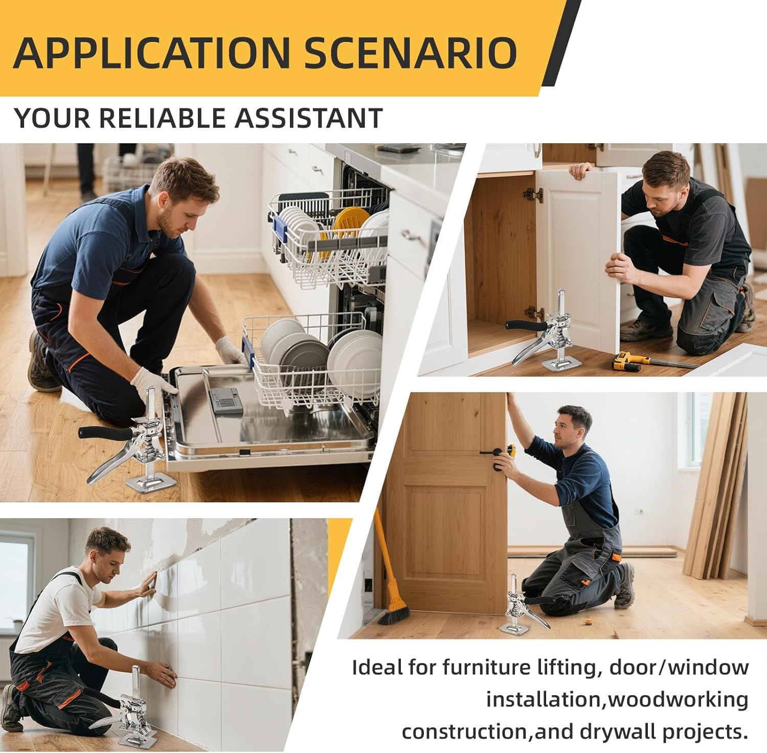 Labor-Saving Handle 2 Pack, 7.4 in Construction Jack, Wall Tile Locator, Multi-Function Height Adjustment Lifting Device, Door Panel Lifting Cabinet Jack, Dynamic Load 350 LB image number 2