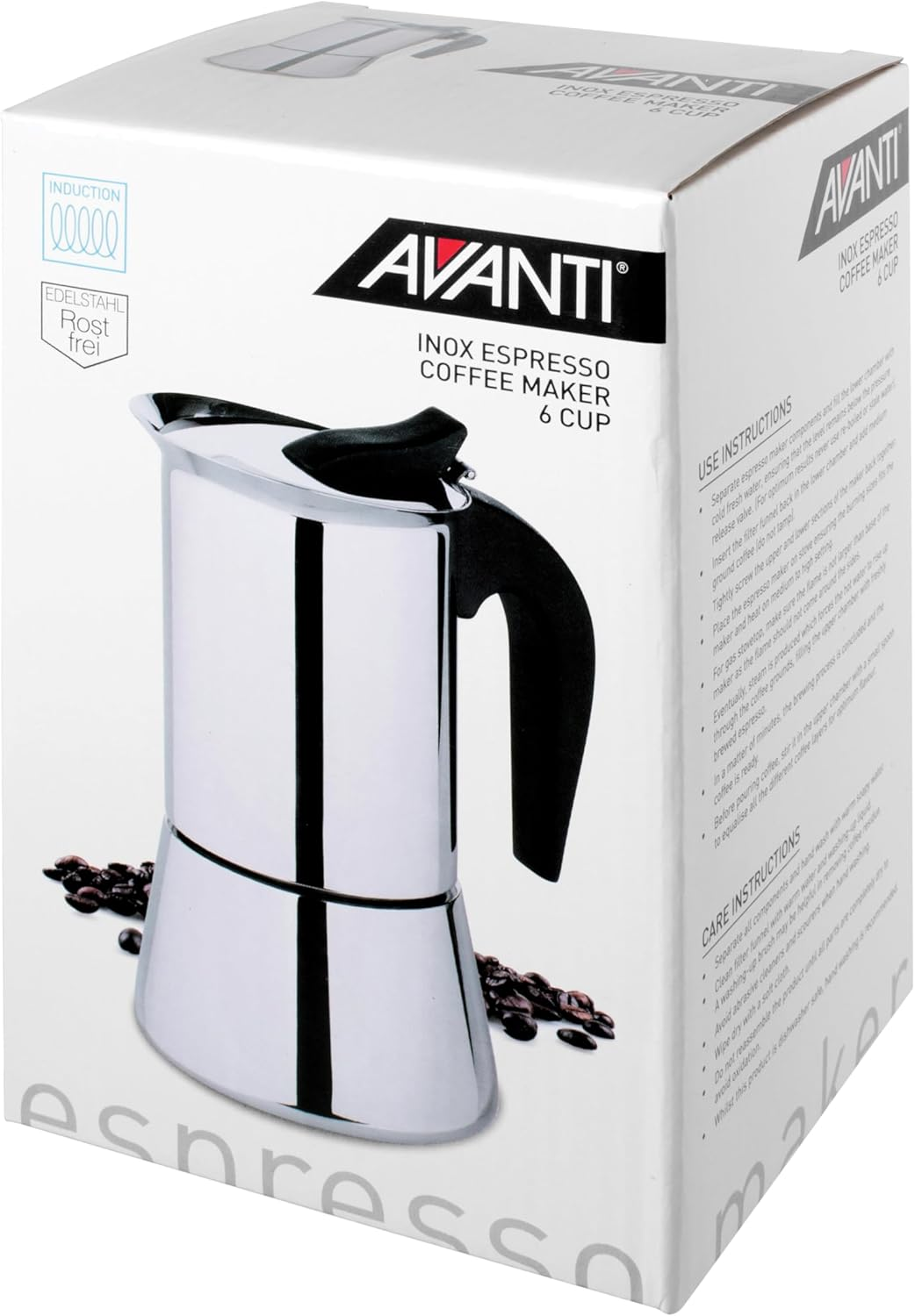 Avanti INOX Espresso Stainless Steel Stovetop Coffee Maker, 300 Ml / 6 Cup image number 1