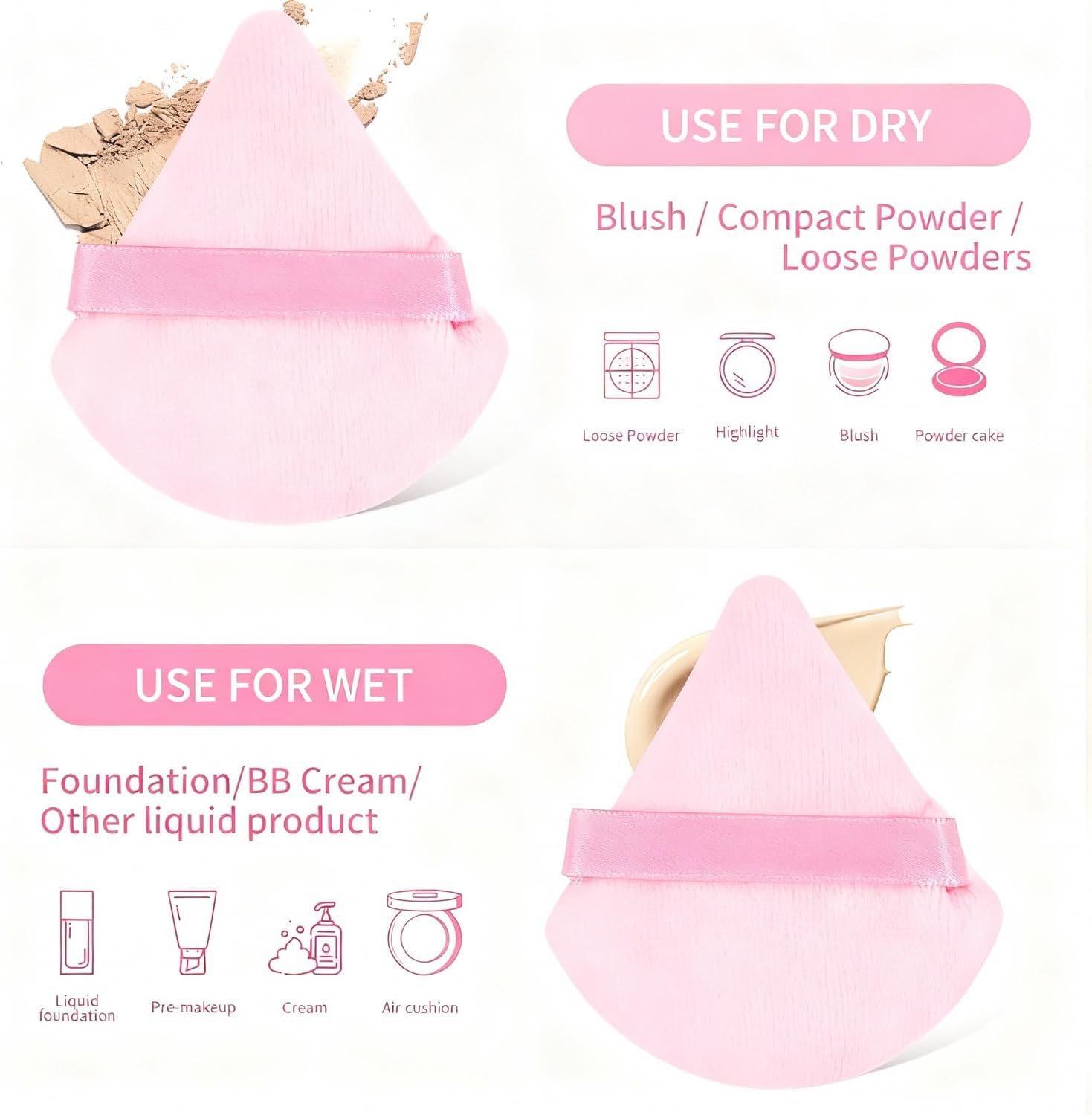 14 Pcs Makeup Sponge Set - Latex Free Blender Beauty Sponges for for Foundation, Liquid, Powder,Flawless Face Makeup Multi-Colored Foundation & Powder Applicators (Brown) image number 5