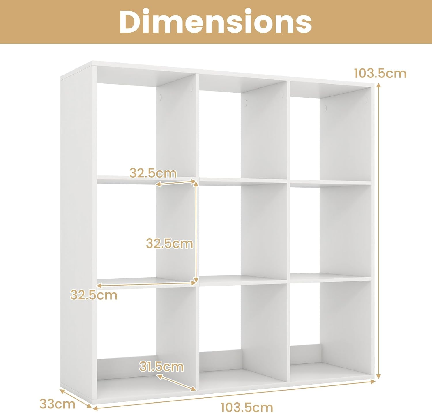 Giantex 8-Cube Bookshelf, Modern Cubby Bookcase with Back Guardrail & Anti-Tipping Kits,5-Tier Freestanding Open Storage Organizer with Shelves for Living Room, Bedroom, Study, White (9-Cube) image number 5