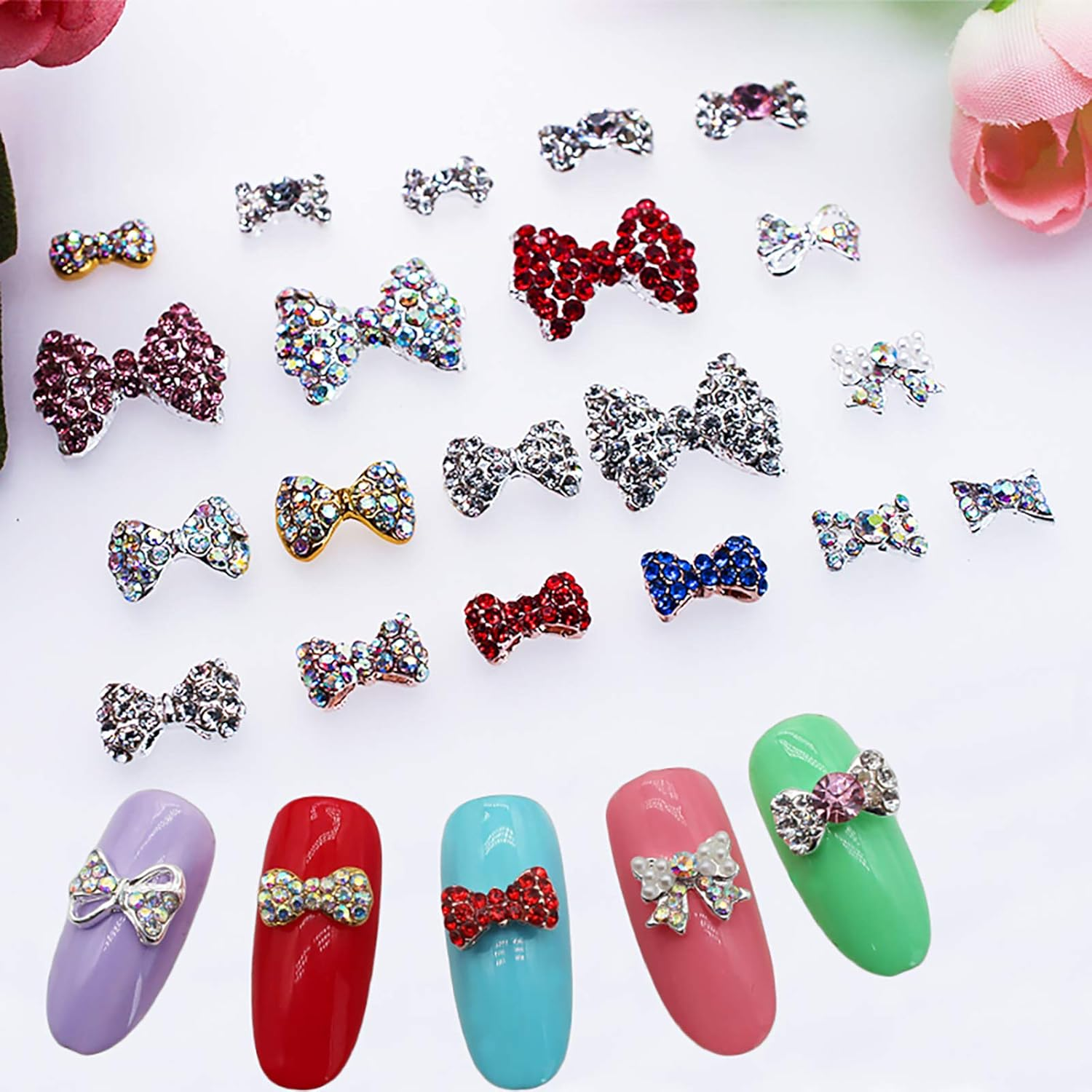 10 Grains Nail Art Rhinestone Alloy Rhinestone Nail Decoration Super Flash DIY Golden Bow Three-Dimensional image number 4