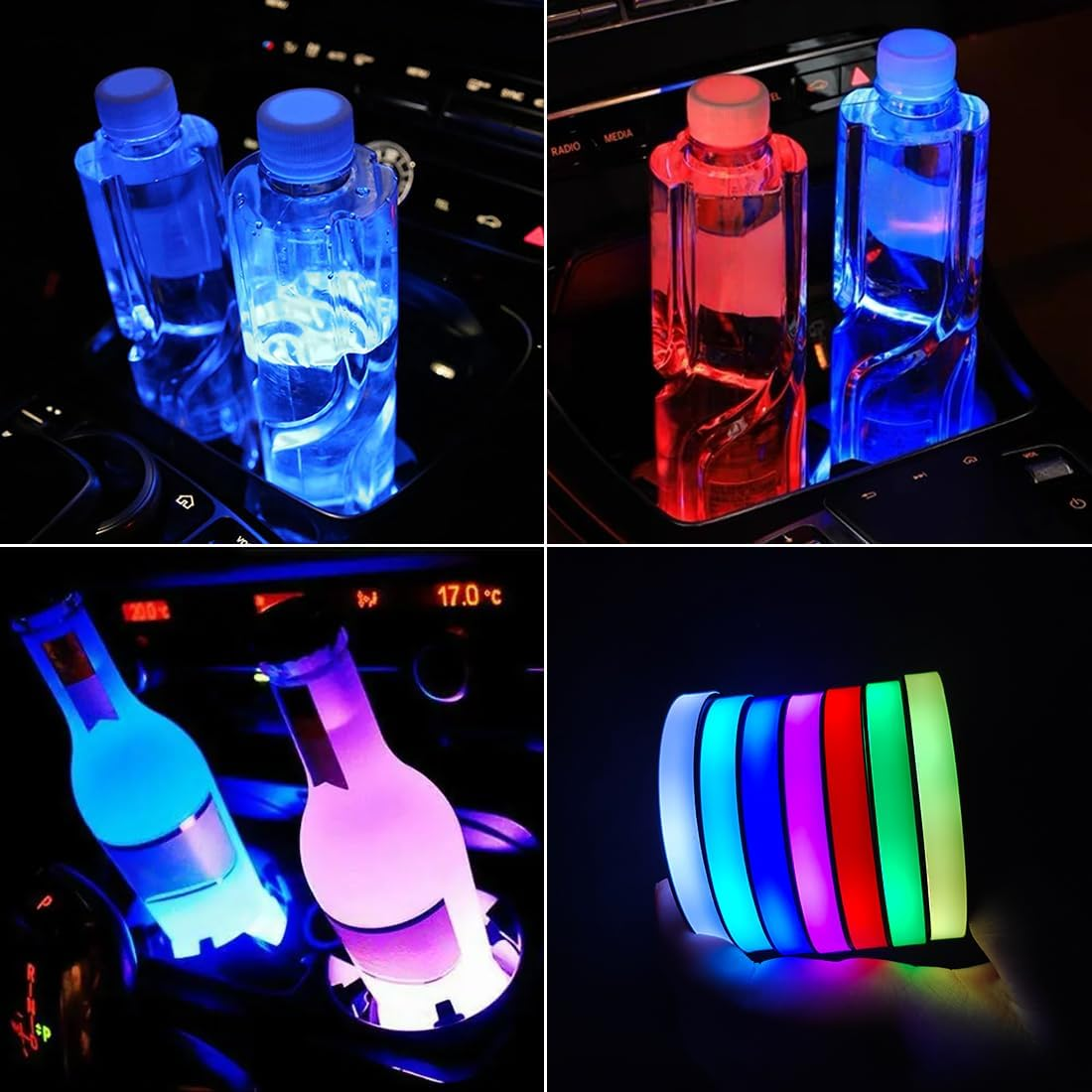 Led Cup Holder Lights for Car,2 PCS 7 Colors Changing Led Car Coasters,Usb Charging Car Atmosphere Lamp,Cup Holder Lights for Car Decoration image number 5
