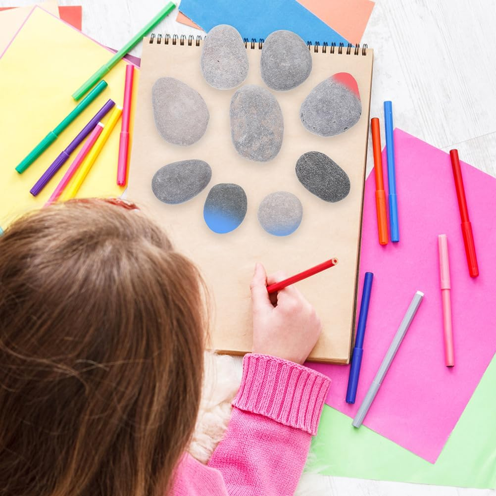 TEHAUX 20Pcs Smooth Painting Stones - Natural Grey Pebbles for DIY Crafts, Kids Art Projects, Home Decor, 3-5Cm, Polished Surface image number 4