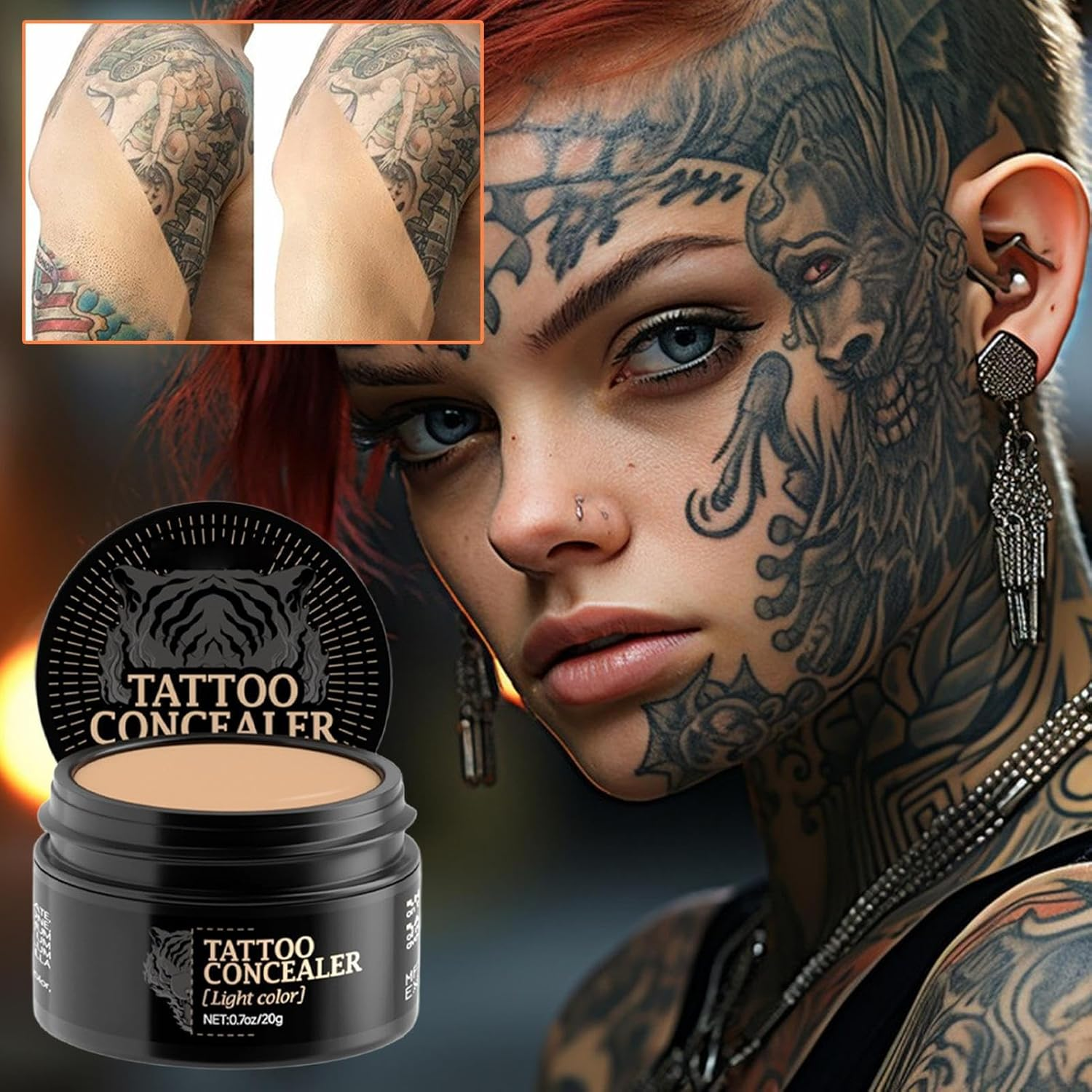 Body Cover up Concealer | Waterproof Skin Mark Concealer for Body - 20G Long-Wear Cosmetics with High Coverage for Men Women Friends Couples Family image number 3