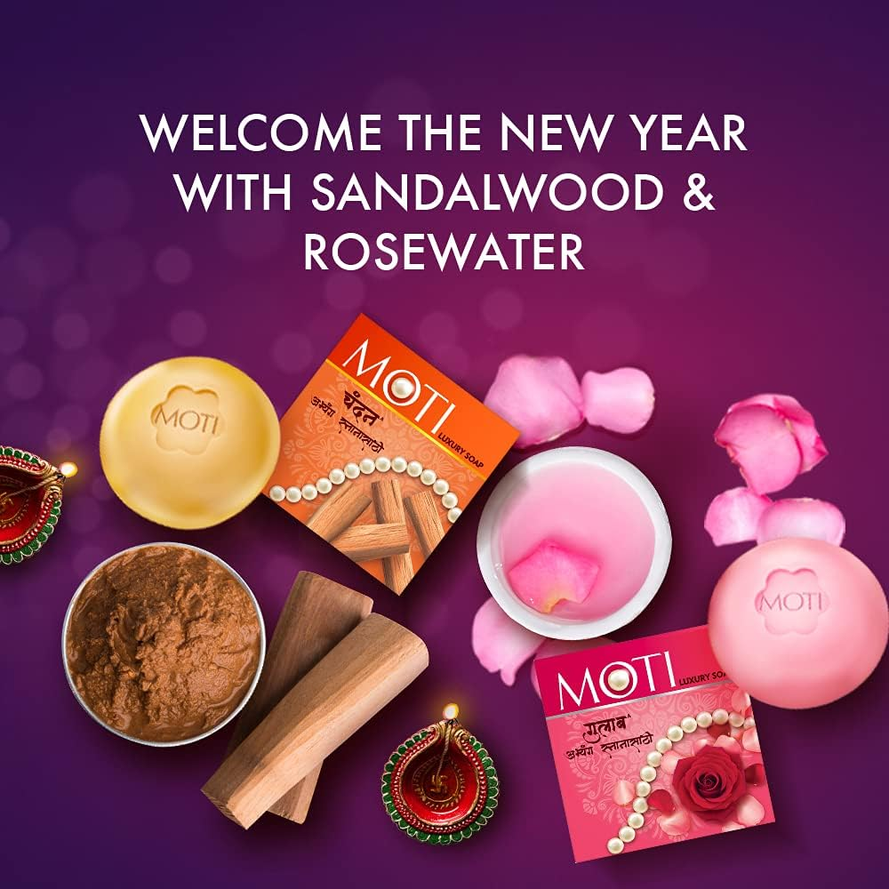 Moti Luxury Bath Soap, Sandal, 150 G (Pack of 5)