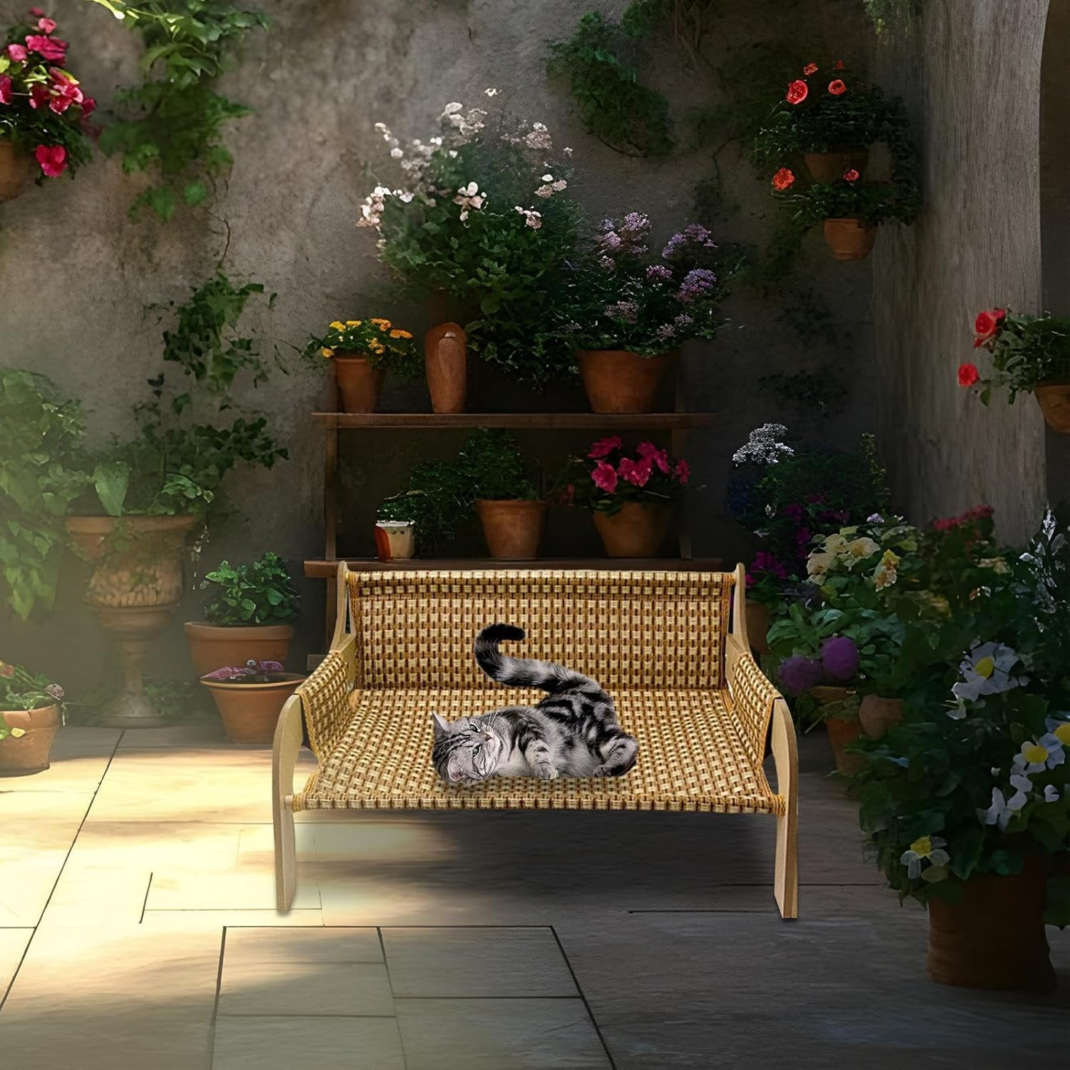 Lmyit Cat Hammock - Elevated Pet Sofa Cat Couch Bed - Raised Cooling Lounge Chair Pet Supplies Furniture for Living Room Bedroom Outdoor Indoor Pets Kitten Puppy Small Dogs image number 6