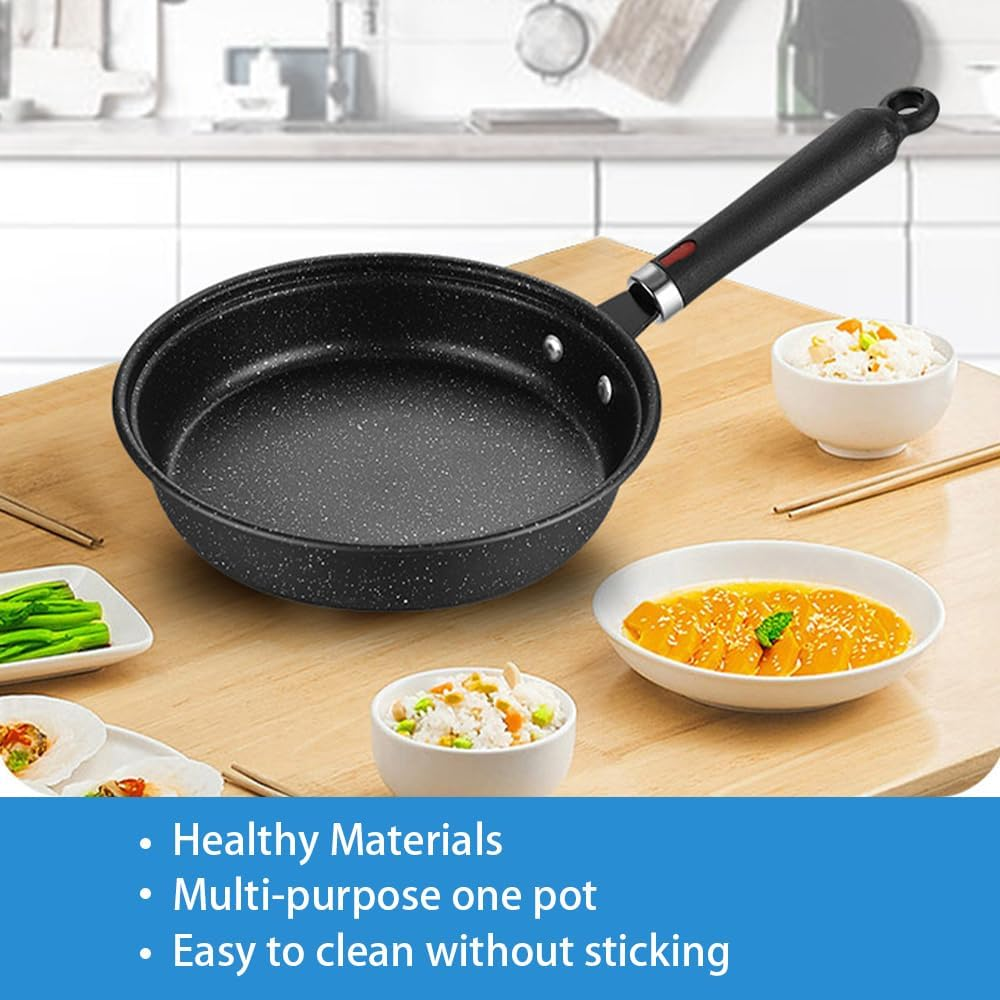 GUDAJIN 3 Piece Stone Cooking Pan, Non-Stick Frying Pan, Home Kitchenware Non-Stick Cookware Set, Pans, Frying Pans and Stew Pans Set for Baking, Grilling, Frying, Roasting image number 5