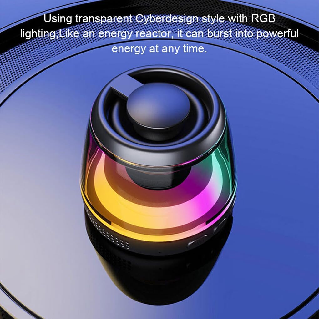 Portable Mini Speaker with Magnetic Suction Function for Home Indoor ABS Pocket Speaker MP3 Player 2. RGB Ambient Light, Black - White image number 5