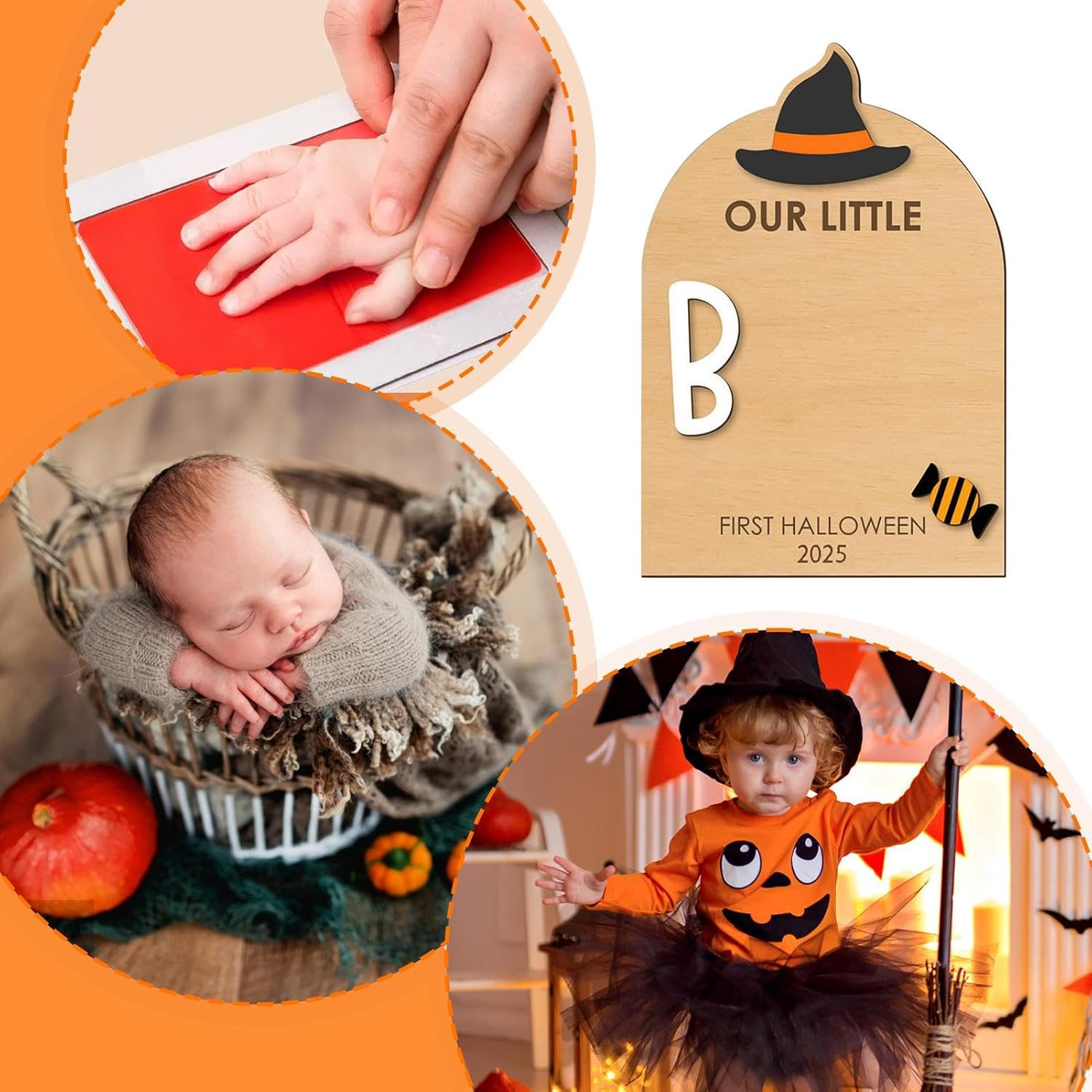 Foot Print Kit for Baby - Baby'S First Halloween Keepsake,Craft Kit with Ink Pad Hand Ornament for Birth Shower Mom Dad Kids Family, Christmas Halloween Nursery image number 6