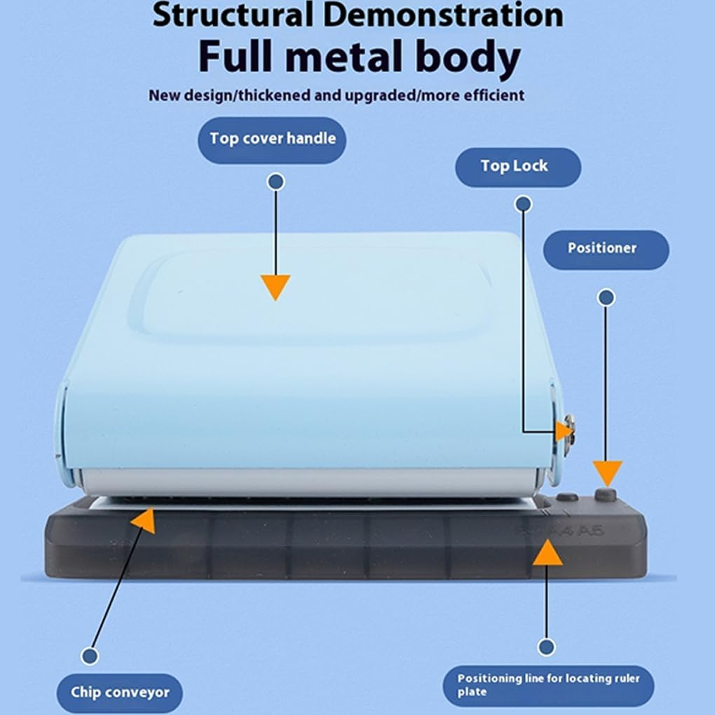 SUIOPPYUW Office Portable Binding Machine Spiral Binder A5/20 Holes A5/20 Holes Punch 8 Sheets Metal Paper Binder Machine, C image number 6