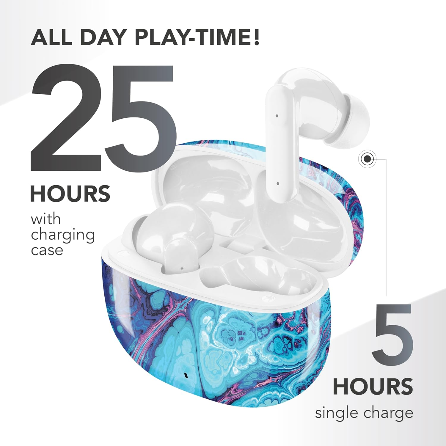 Music Sound - TWS Fantasy Bluetooth Headphones - In-Ear Design - Wireless - Charging Case - Microphone - Playback Time up to 25 Hours - Available in Many Colours and Patterns image number 5