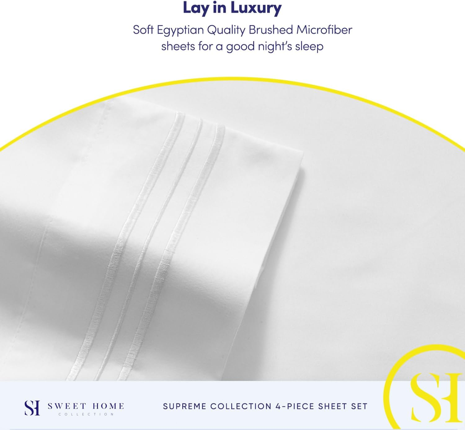 Split King Sheets - Breathable Luxury Sheets with Full Elastic & Secure Corner Straps Built in - 1800 Supreme Collection Extra Soft Deep Pocket Bedding Set, Sheet Set, Split King Size, White image number 2