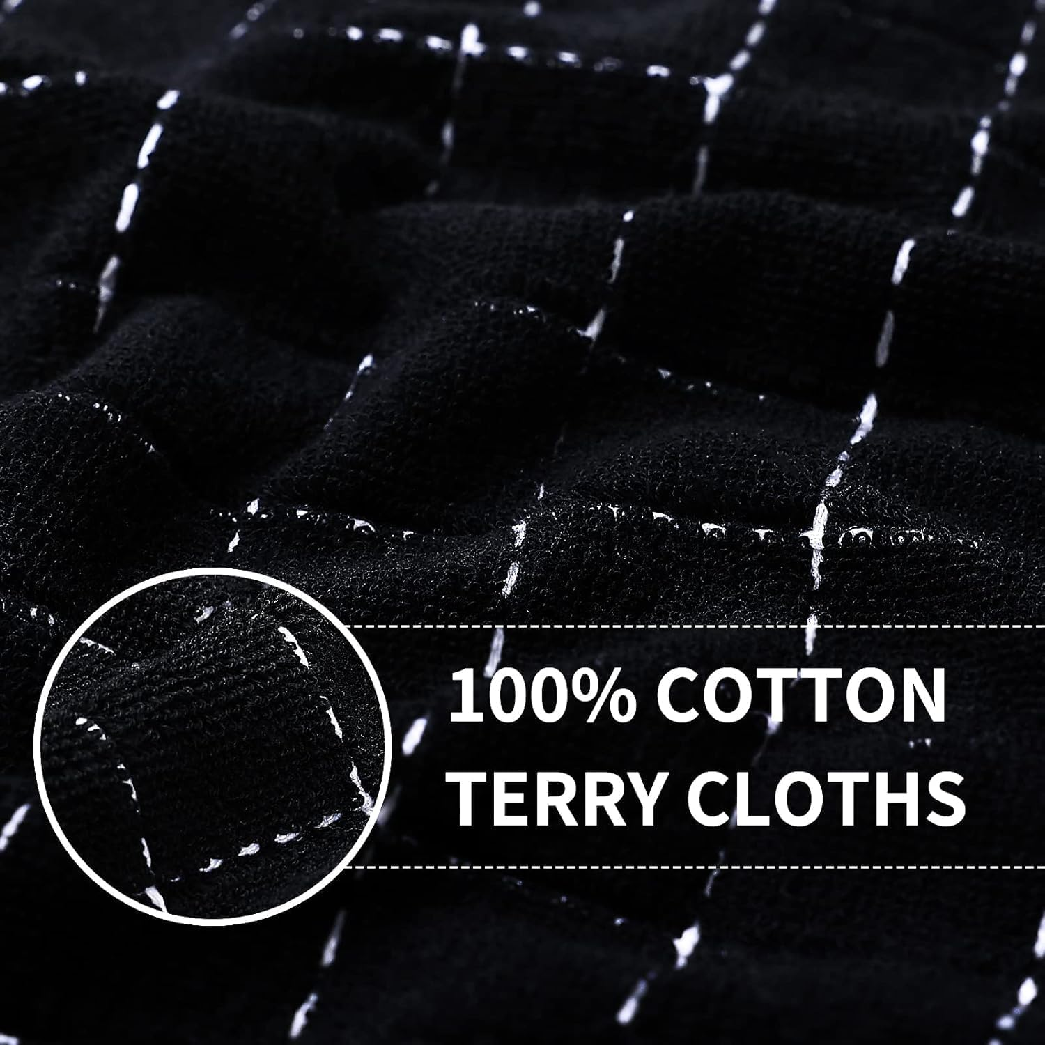 100% Cotton Terry Kitchen Towels(Black, 11.8 X 11.8 Inches), Checkered Designed, Soft and Super Absorbent Dish Towels, 4 Pack image number 6