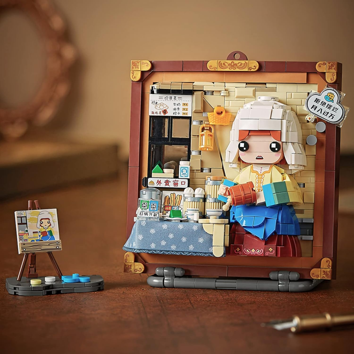 MEIEST Mini Building Blocks 3D World Famous Oil Painting Model Set, Simulation Particles Stereoscopic Painting Collection Building Brick Toy, Home Decor (The Milkmaid) - Girls With Pearl Earrings image number 4