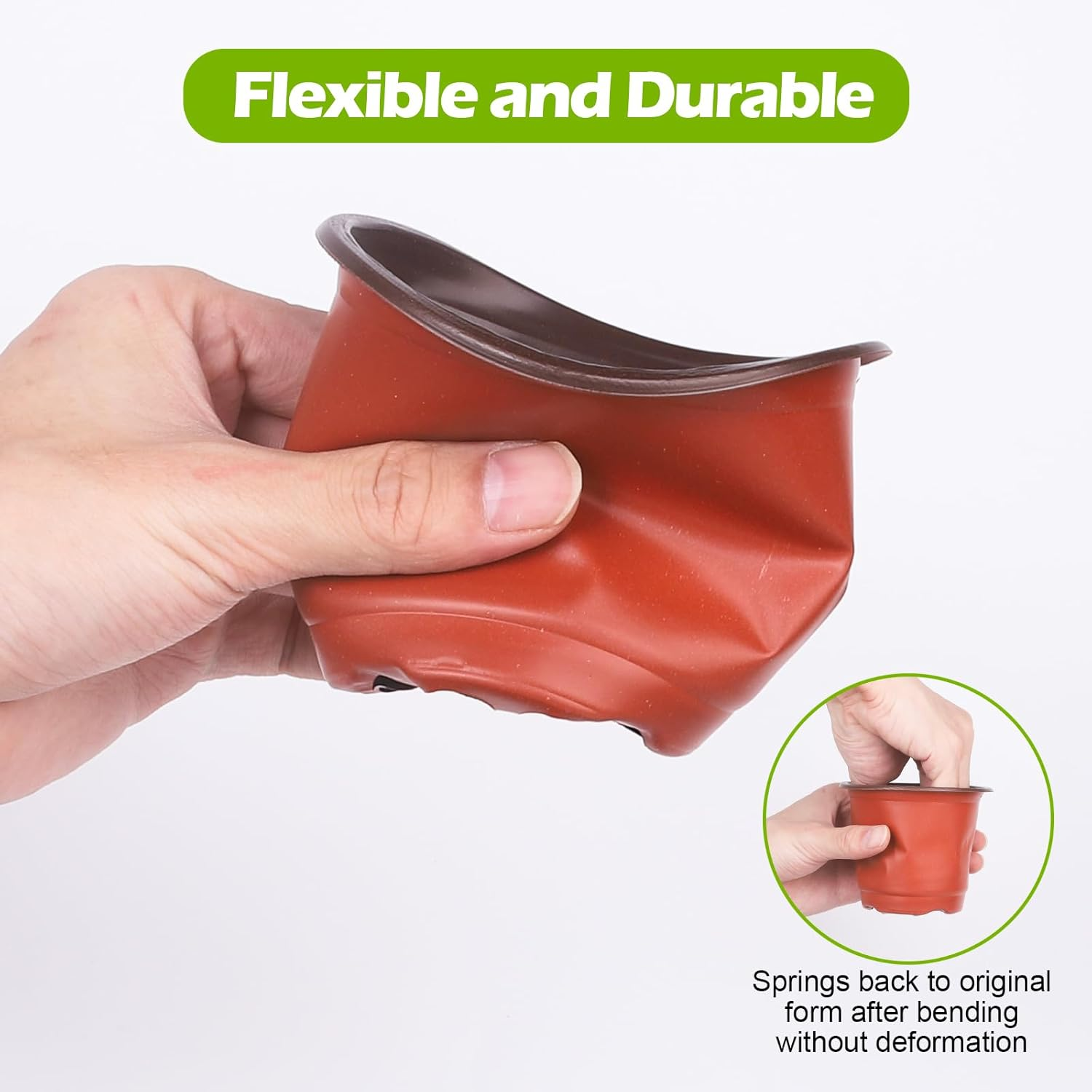 Nursery Pots for Plants 100 Pack, 4" Small Seedling Pot with Labels Seed Starting Pots with Drainage Holes, Plastic Plant Nursery Pots for Succulent Transplanting (Red) image number 5