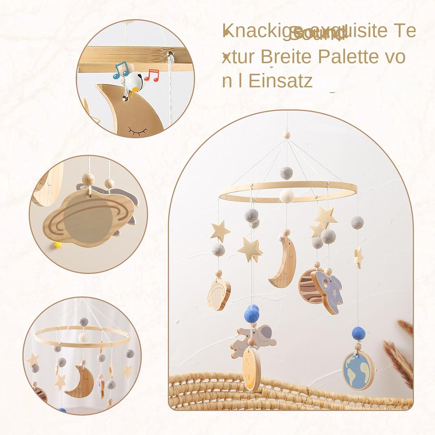 Mobile for Baby Bed, Wooden Decoration for Children'S Room, Soothing Sleep Aid with Visual Stimulation for Babies And image number 4