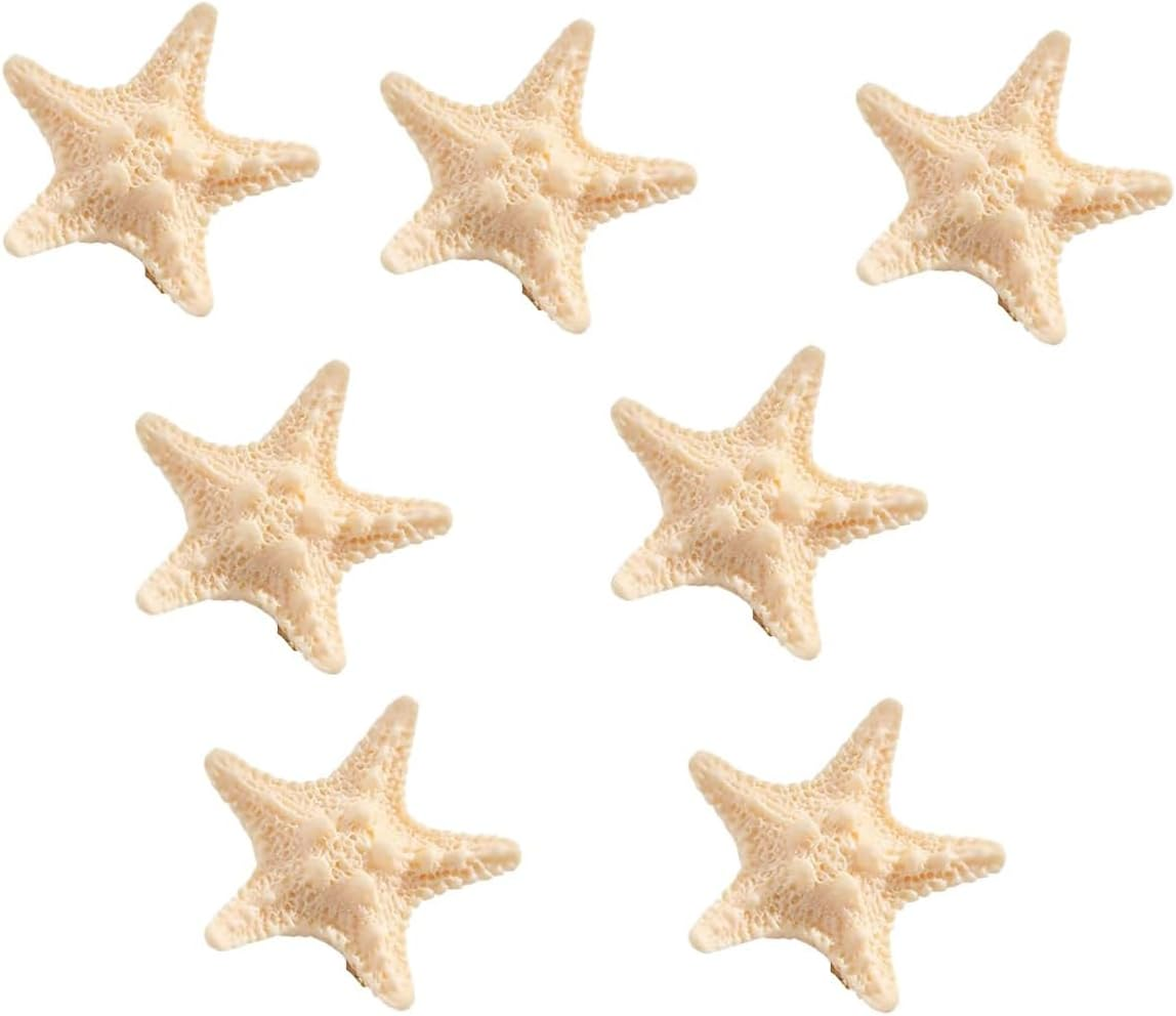 7 Pieces Starfish Hair Clips Kids, Resin Mermaid Hair Accessories, Crocodile Clips for Girls, Children'S Hair Clips Set, Starfish Decoration for Everyday and Parties, Beige image number 3