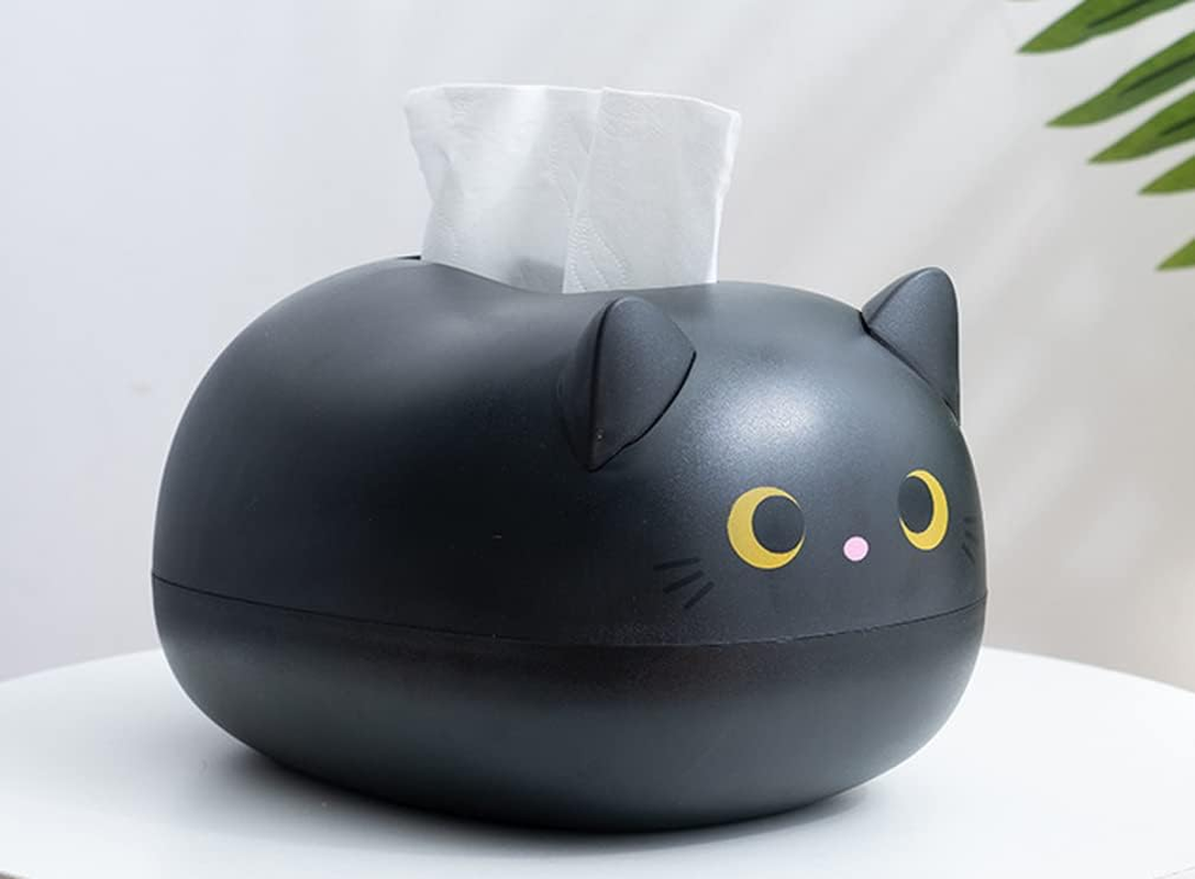Cute Cat Tissue Box Dispenser Storage Tissue Holder with Toothpick Box Cat Gifts(White)