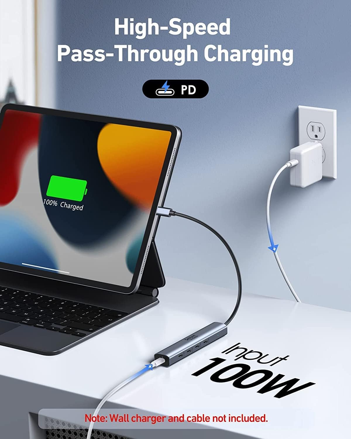 10Gbps USB C Hub, 5 Ports USB C Splitter with 100W Power Delivery, USB C to USB C Hub Multiport Adapter for Laptop, USBC Hub for Macbook Pro/Air M2 M1, Ipad, Dell, HP, Samsung,Etc(Not Support Monitor) image number 2