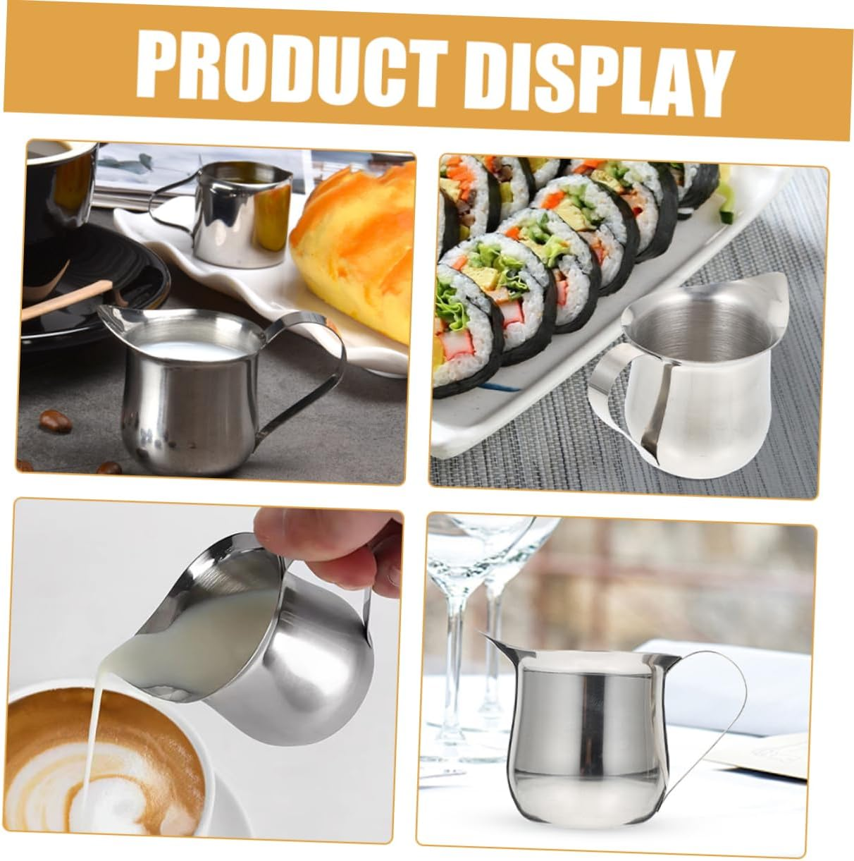 SECFOU 4Pcs Stainless Steel Milk Frothing Pitcher 90Ml Espresso Measure Cup Metal Milk Jug for Coffee Frother and Use image number 1