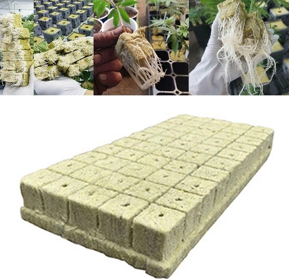 Poemtian 36Pcs Rockwool Grow Cubes 1.2 * 1.2 * 1.5 Inch Rock Wool Hydroponic Grow Media Soilless Culture Substrate for Vigorous Plant Growth