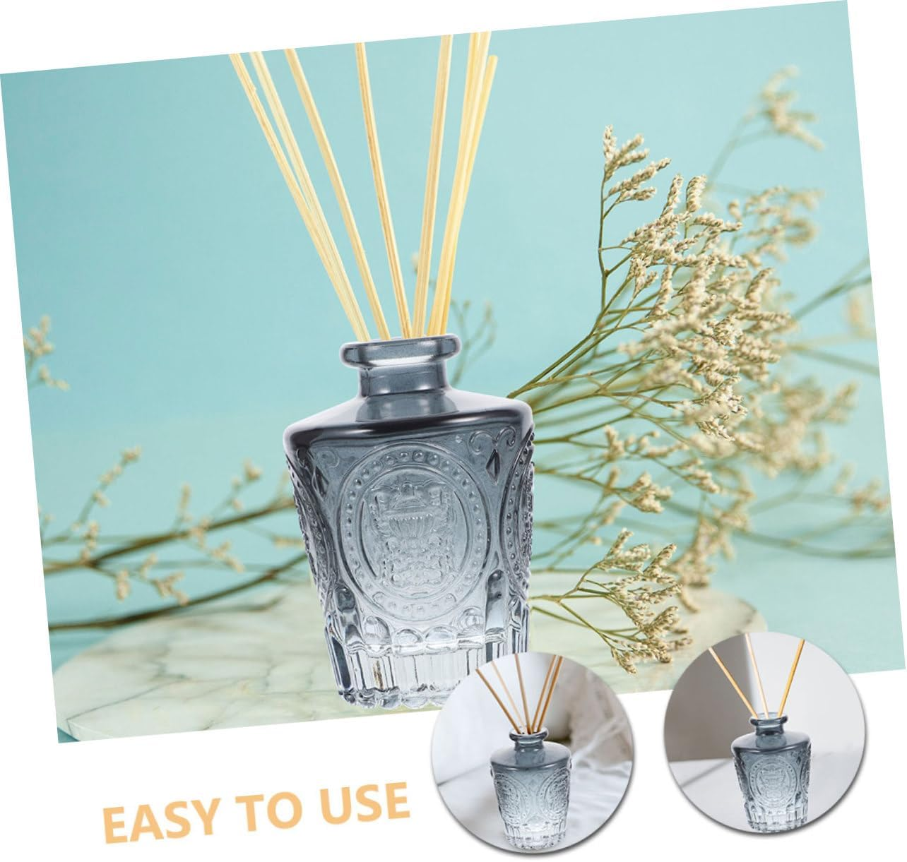 4Pcs 130Ml Glass Aromatherapy Diffuser Bottles Refillable Essential Oil Containers for Home Air Purification Gray Decorative Scented Aroma