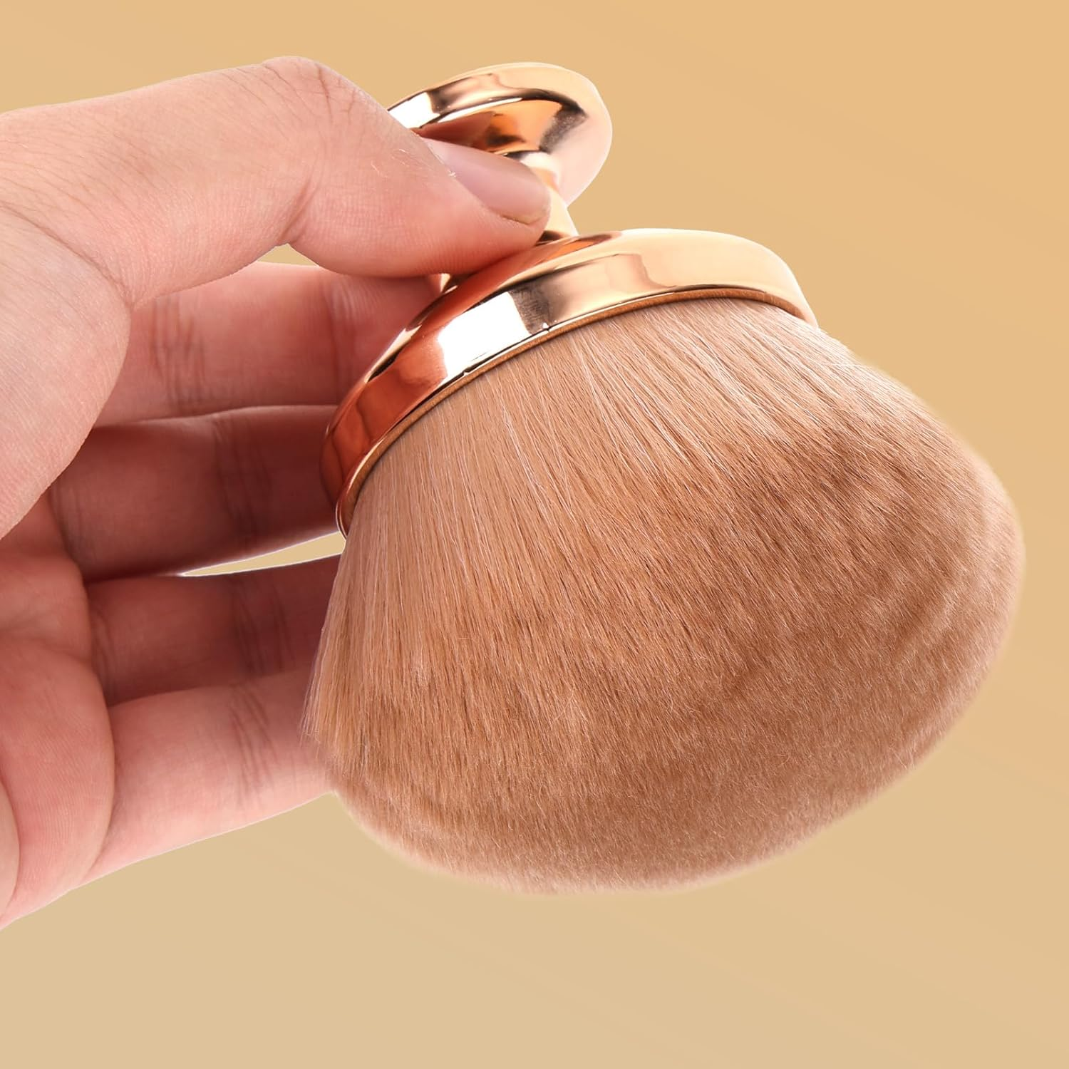 Extra Large Body Makeup Brush for Self Tanner, 3.54 Inch Wide-Headed Oval Brush Bronzers Blend Self Tanning Applicator with Drawstring Bag for Face Neck Back Legs Wet & Dry Use (Gold) image number 3