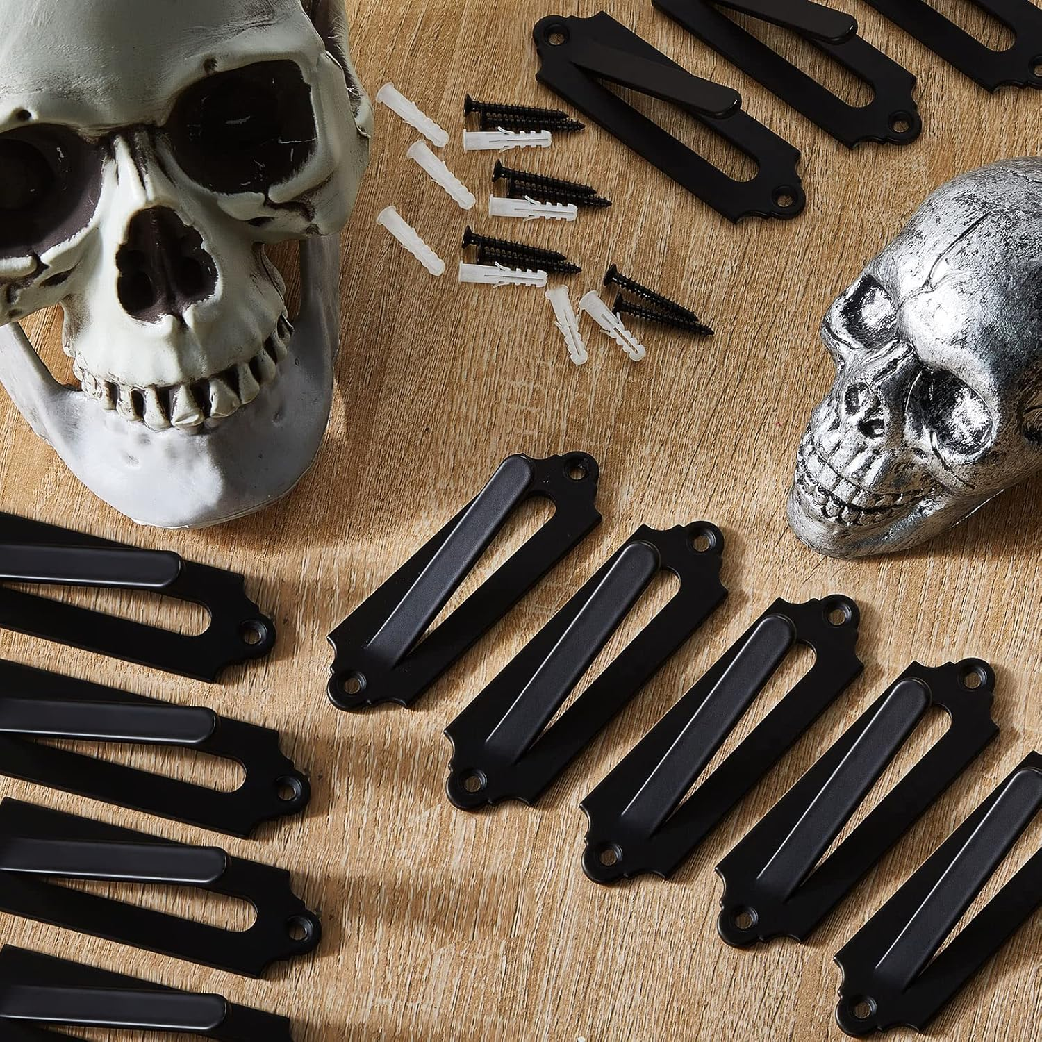 Dunzy 12 Pack European Style Mount Skull Hanger Deer Skull Hangers Euro Wall Mount Bracket Hook Complete with Simple Easy Installation Kits for Indoor Outdoor Small Game Animals Mule(Black) image number 5