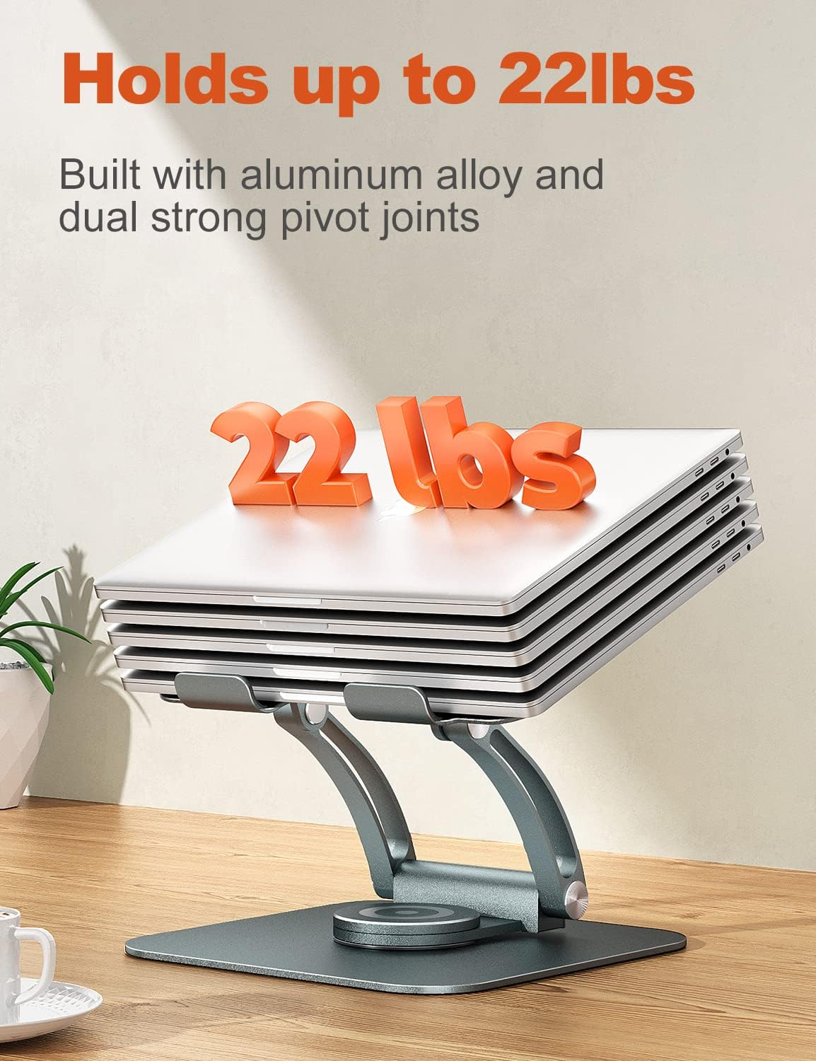 Tounee Swivel Laptop Stand for Desk, Adjustable Computer Stand Laptop Holder with 360&deg; Rotating Base, Ergonomic Laptop Riser Compatible with Air, Pro, All Laptop 10-16" image number 2