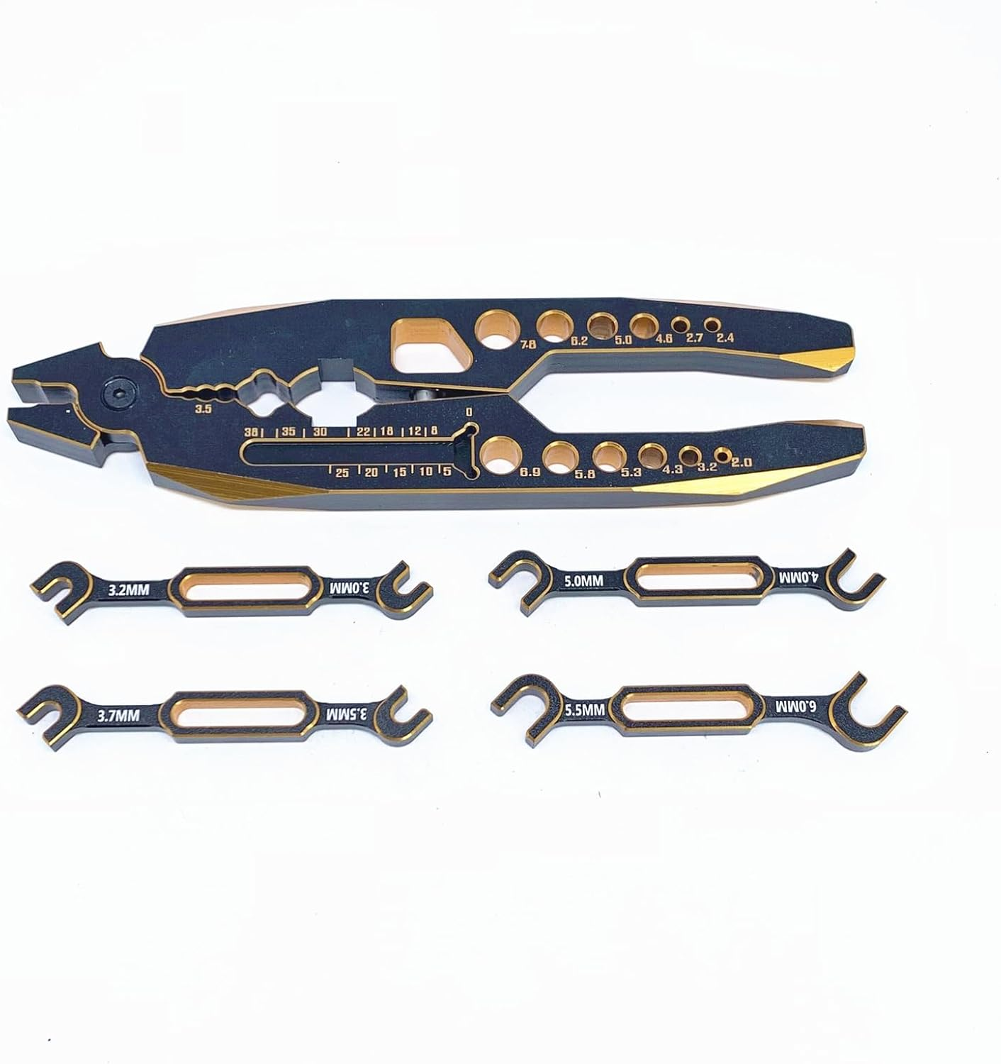 Kingval 4PCS Wrench 3.0/3.2/3.5/3.7/4.0/5.0/5.5/6.0Mm Turnbuckle Nut Ball Joint Remover with Multifunction RC Shock Absorber Plier for RC Car Boat Model Repair Tool Kit image number 4