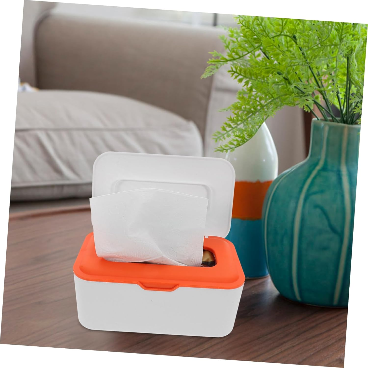 2Pcs Paper Box Refillable Wipes Container Portable Wipes Case for Car Travel Use Wet Tissue Holder Lid Organizer Box for Household image number 3