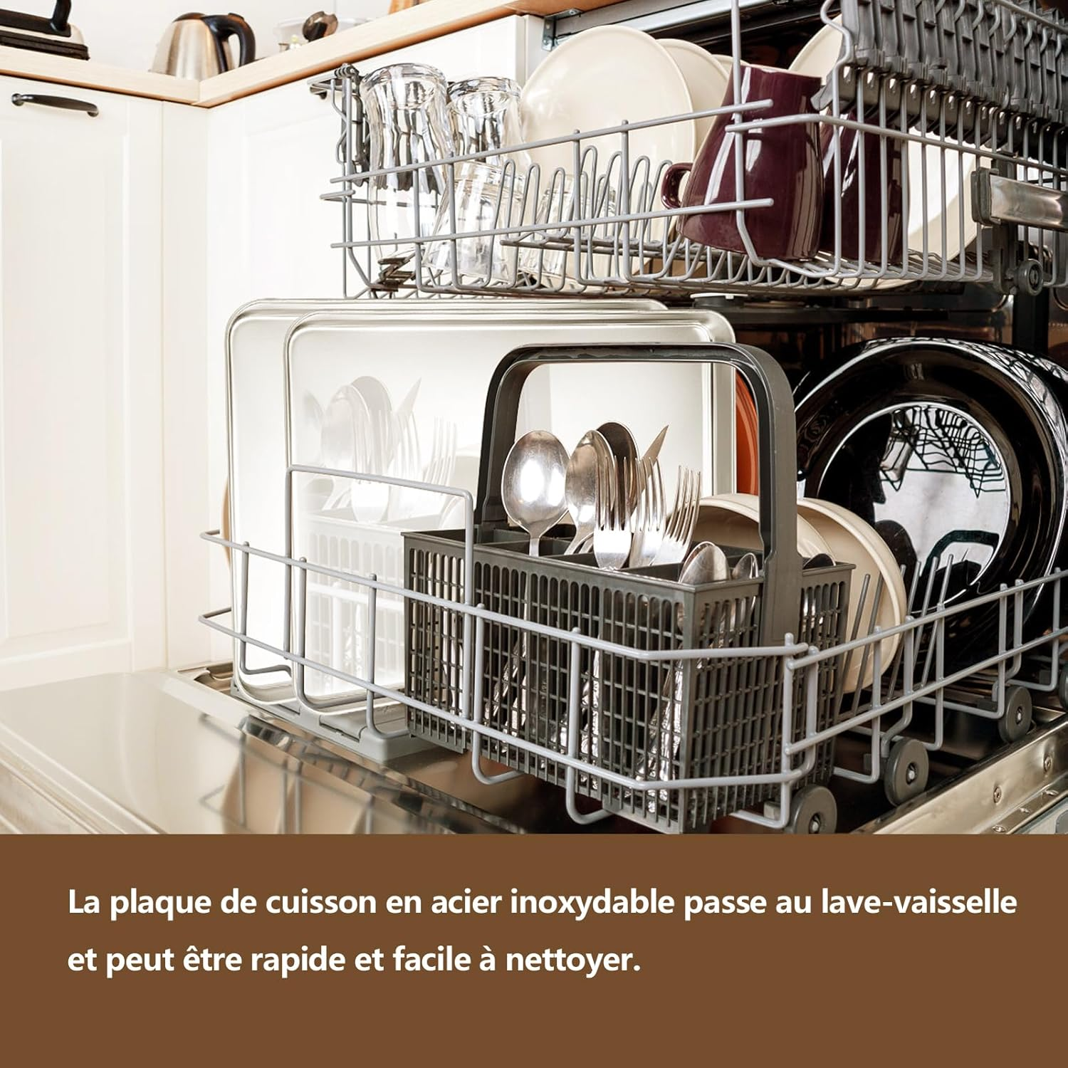 Herogo Set of 2 Stainless Steel Baking Tray (26 X 20 X 2.5 Cm), Rectangular Oven Tray, Cake Tray, Grease Pan for Baking, Cooking, Serving, Mirror Finish & Non-Toxic, Dishwasher Safe, Metal Silver image number 5