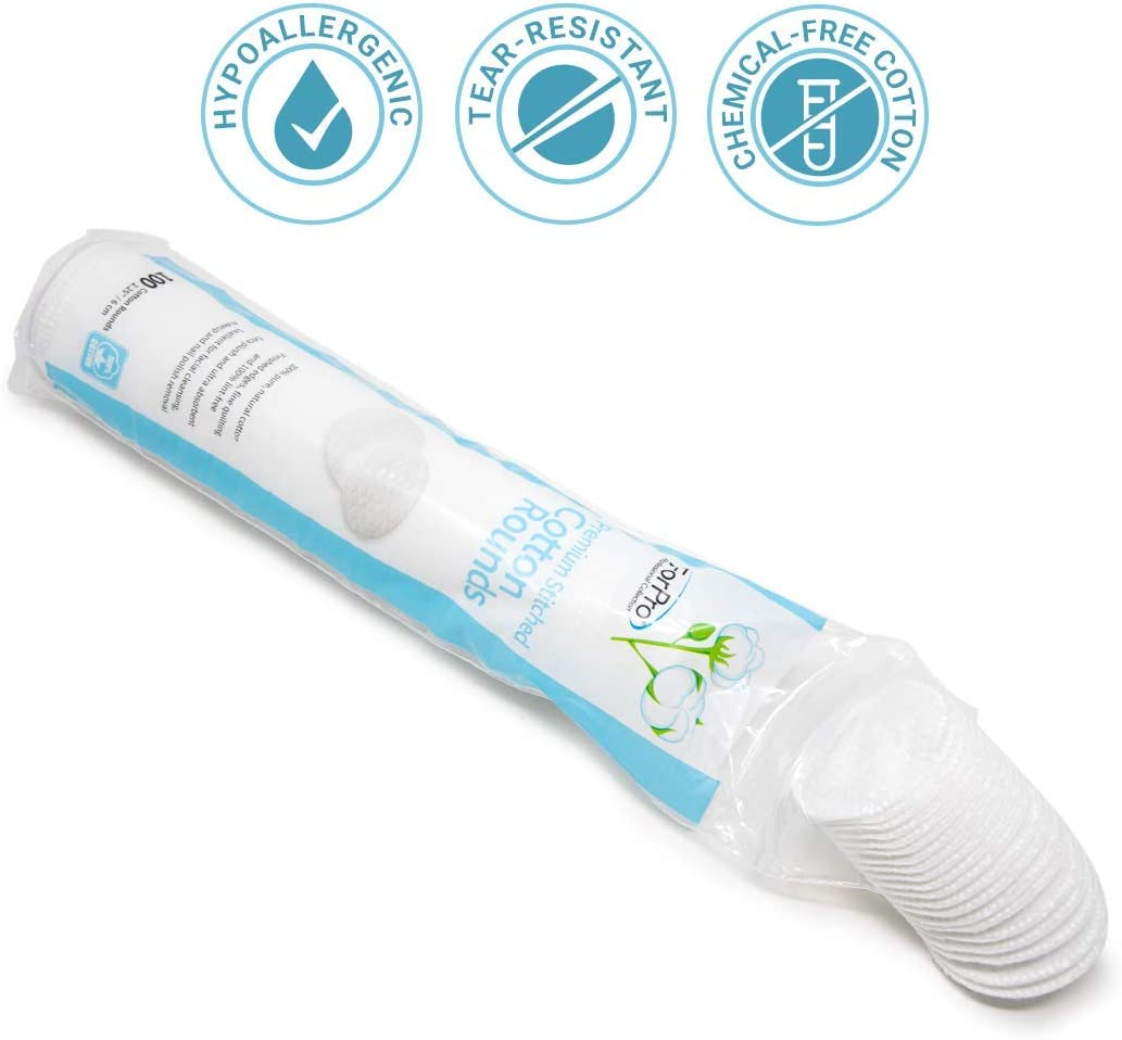 Forpro Premium Stitched Cotton Rounds (600-Count), 100% Pure Cotton Pads for Removing Makeup, Nail Polish and Cleansing Face, Pack of 6-100 Cotton Rounds image number 1