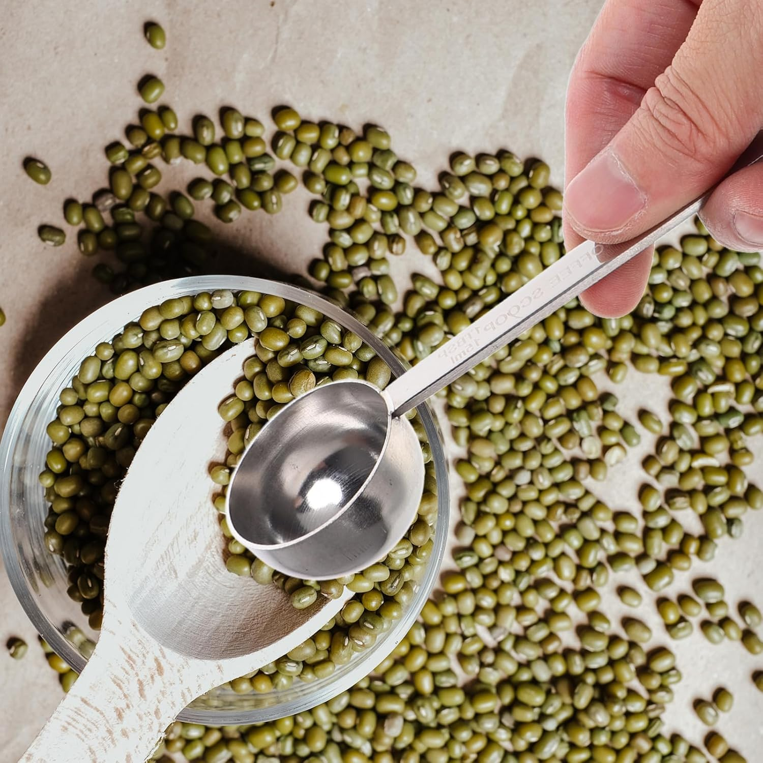 Ipetboom Stainless Steel Long Handle Coffee Measuring Scoop Teaware Spoon for Kitchen Use Heat-Resistant Coffee Powder Milk Tea Scoop