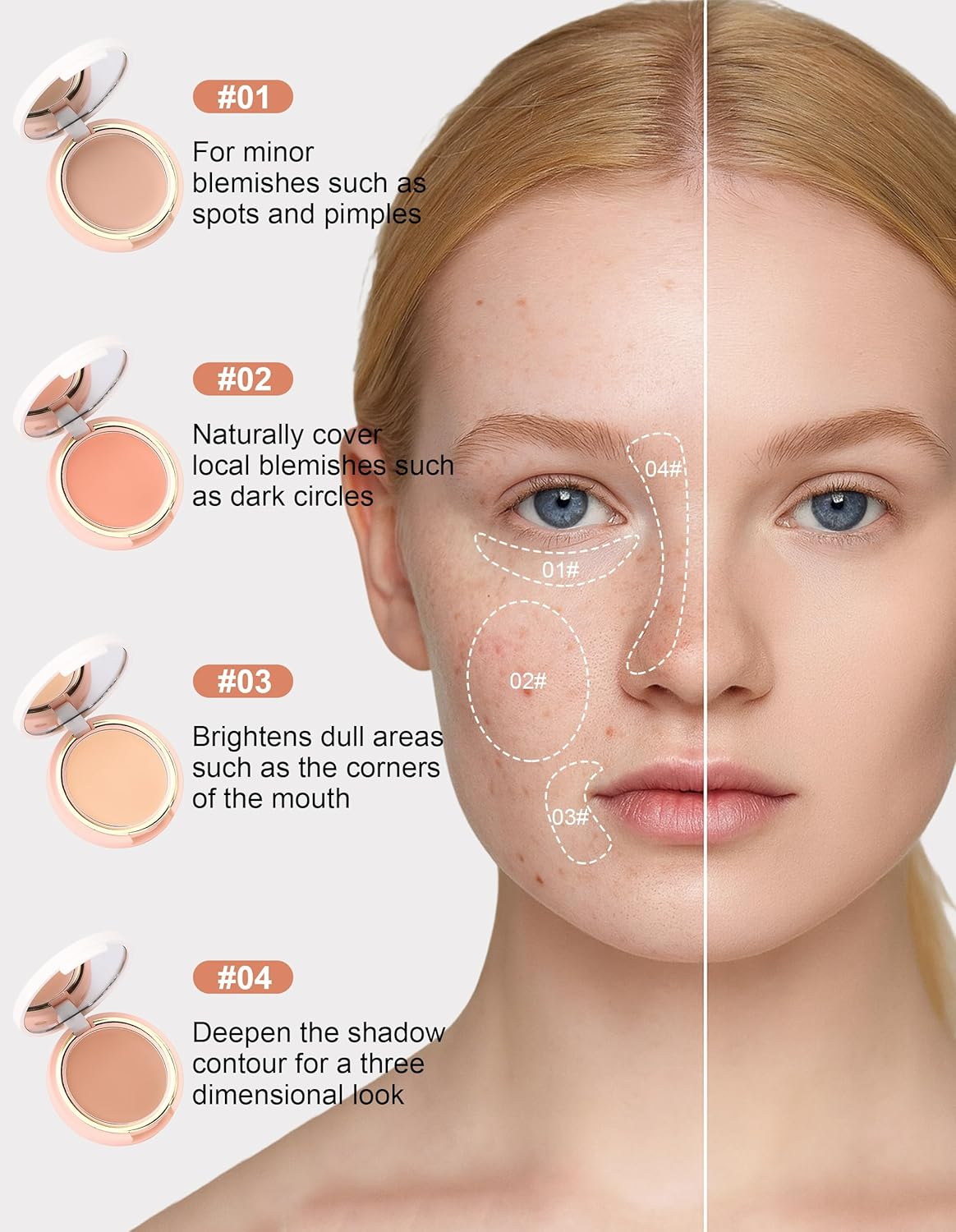 Erinde Full Coverage Concealer Cream with Brush, Waterproof Long Lasting Concealer for Dark Circles, Redness, Blemishes & Uneven Skin Tone, Lightweight Natural Finish Liquid Cream Concealer Makeup #02