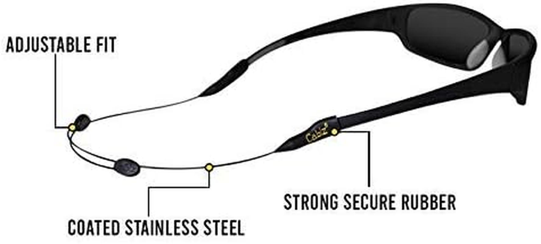 Cablz Zipz Eyewear Retainer, Black, 12-Inch