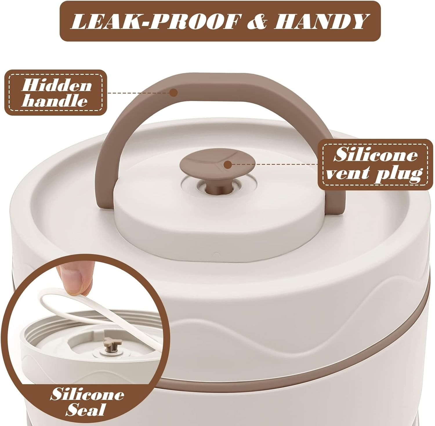 Thermal Bento Lunch Box Set, Portable Insulated Food Container Set with Bag, Separate Stackable Leakproof 304 Stainless Steel Lunch Container for Adult Kids Men Women (Beige-3 Pack) image number 1