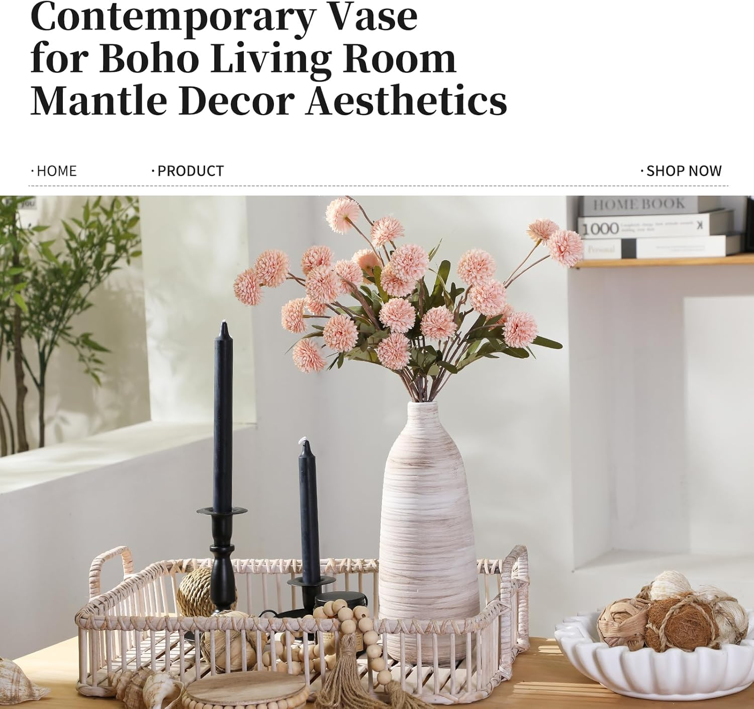 18In Extra Large Floor Vase for Living Room Decor,Earthy Vessel for Tall Pampas Grass,Cream Beige Centerpieces for Neutral Room Aesthetic,Midcentury Modern,Cottagecore Home Decor image number 6