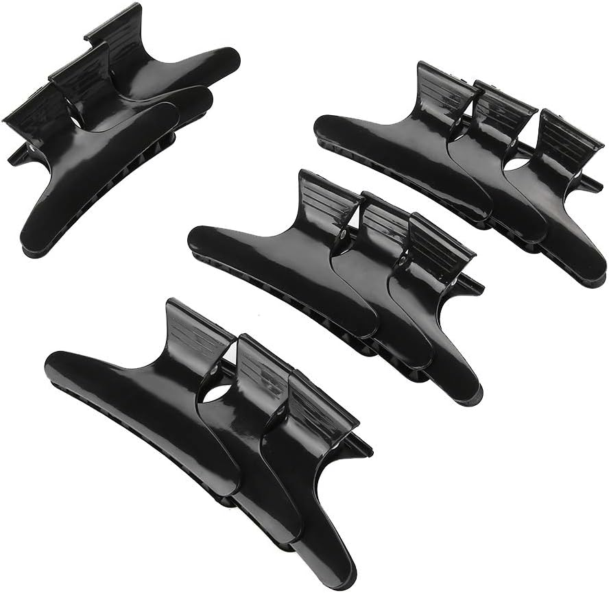 Butterfly Holding Hair Clip, Hair Barrette, Hairdressing Clamps, 12Pcs/Set Black Butterfly Holding Hair Clip Hair Section Claw Clamps Hairdressing Tool image number 6