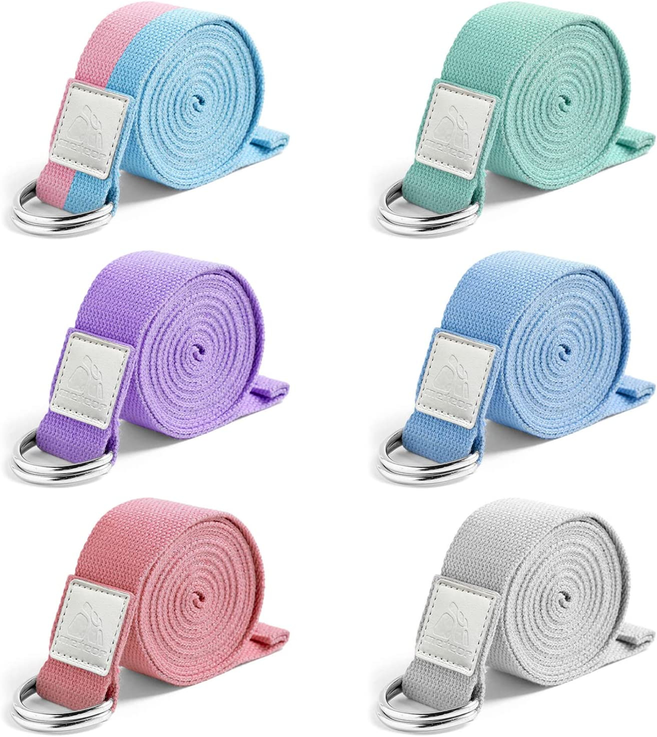 METEOR Essential Yoga Strap, Yoga Belt, Stretch Band, Extra Thick D-Buckles, Yoga Straps for Yoga, Pilates, Rehab, Therapy, Stretching, Posture Correction