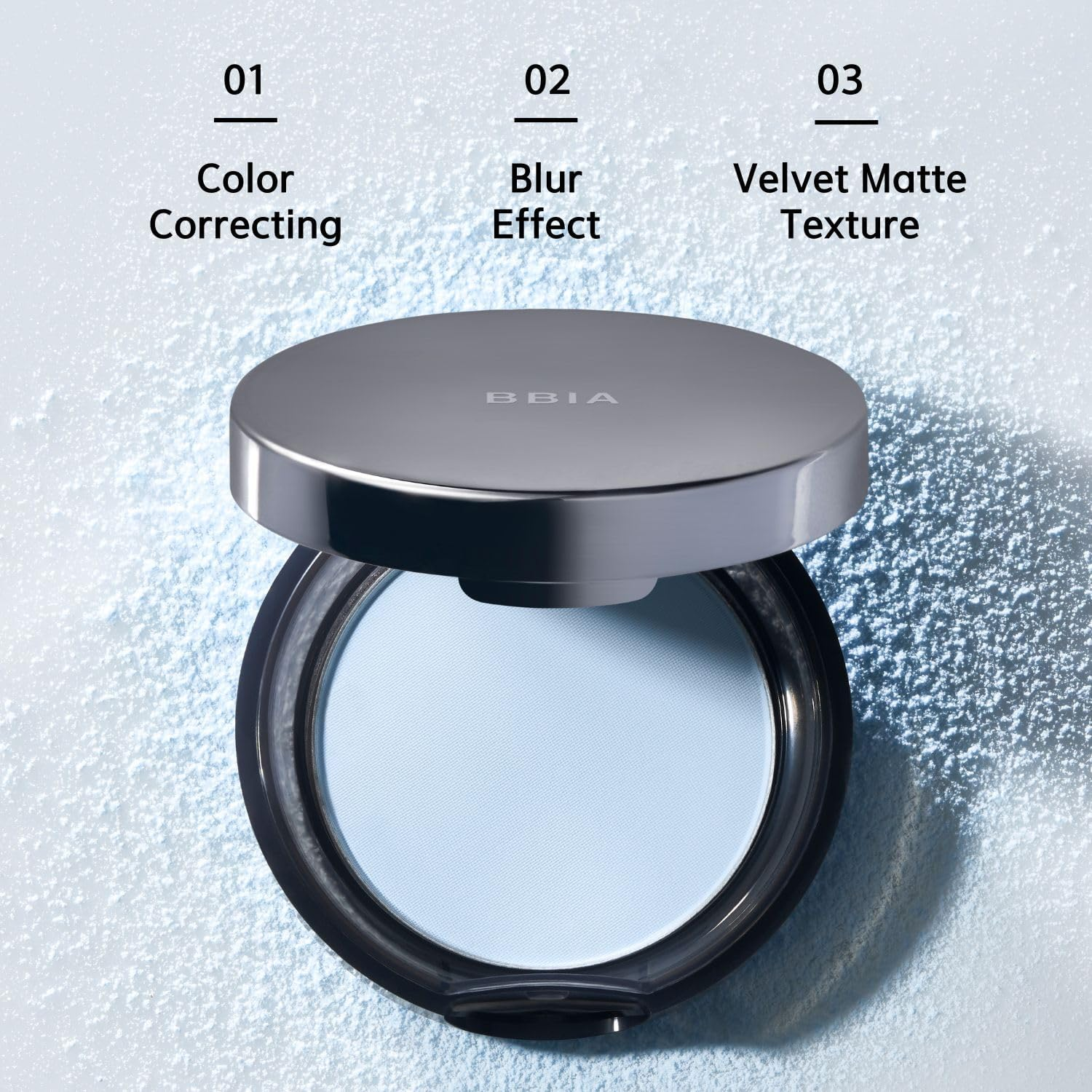 BBIA EAU Powder Pact - 4 Colors (02 COOL BLUE, Pack of 1)