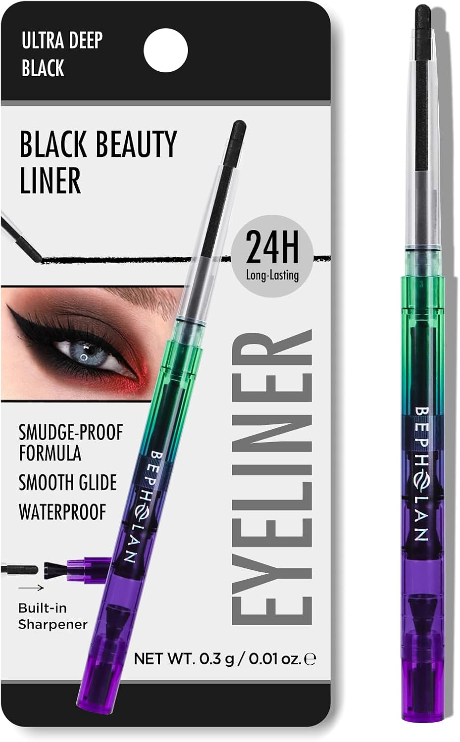 BEPHOLAN Black Eyeliner Pencils,Waterproof Gel Eyeliner Pencil Black Waterline Eye Liner Pen for Women Waterproof Smudge Proof Long-Lasting (BLACK) image number 3