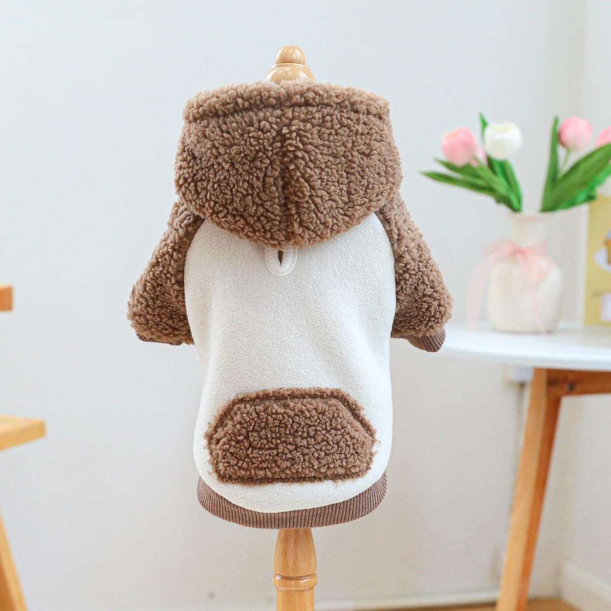 Fuzzy Dog Clothes for Small Doggie Hoodie Thermal Coat Doggie Clothes for Puppy Boy Girl Dog Jacket Sweater Outfit (Coffee, M) image number 2