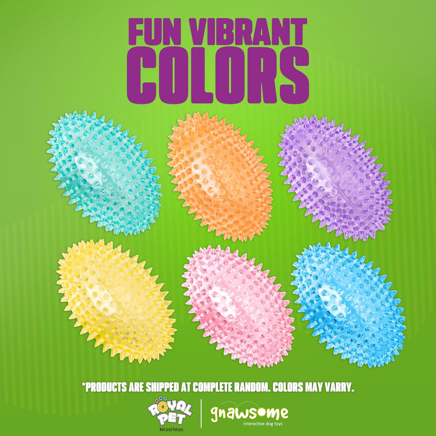 Gnawsome&trade; 4.5&rdquo; Spiky Squeaker Football Dog Toy - Large, Cleans Teeth and Promotes Good Dental and Gum Health for Your Pet, Colors Will Vary,All Breed Sizes image number 2