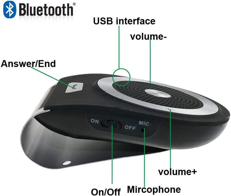 Car Speaker Phone Handsfree Bluetooth Kit Wireless Sun Visor Speaker for Iphone Huawei Samsung Android image number 1