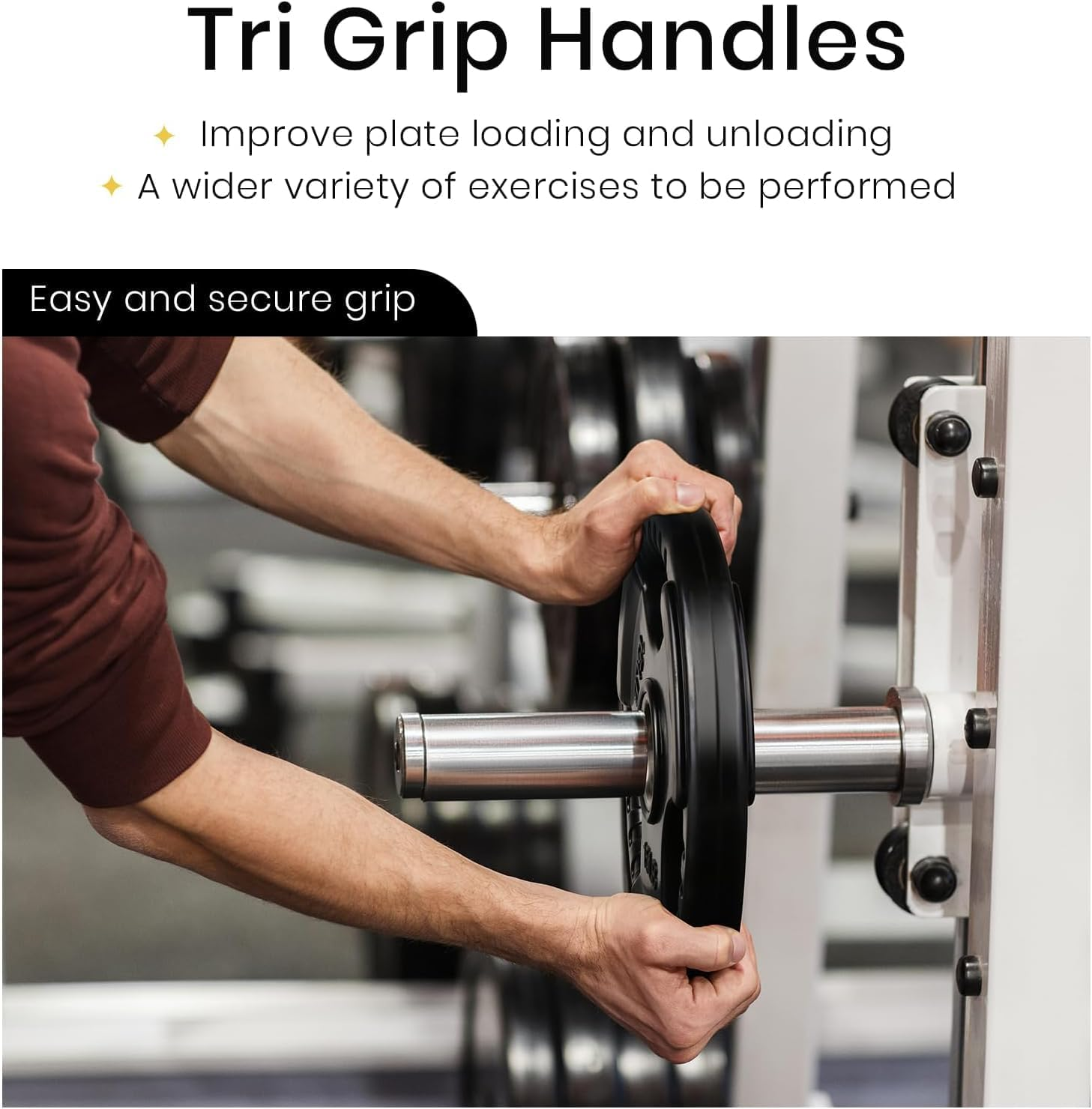 Olympic Weight Plates ,2-Inch Rubber Weight Plates with Opening and Tri-Grip, Solid Cast Iron Core Weights Set for Barbell, Weightlifting Plate for Dumbbell, Strength Training, Body Building, WOD, MMA, Crossfit, Fitness, Sports - 10Kgx2 image number 1